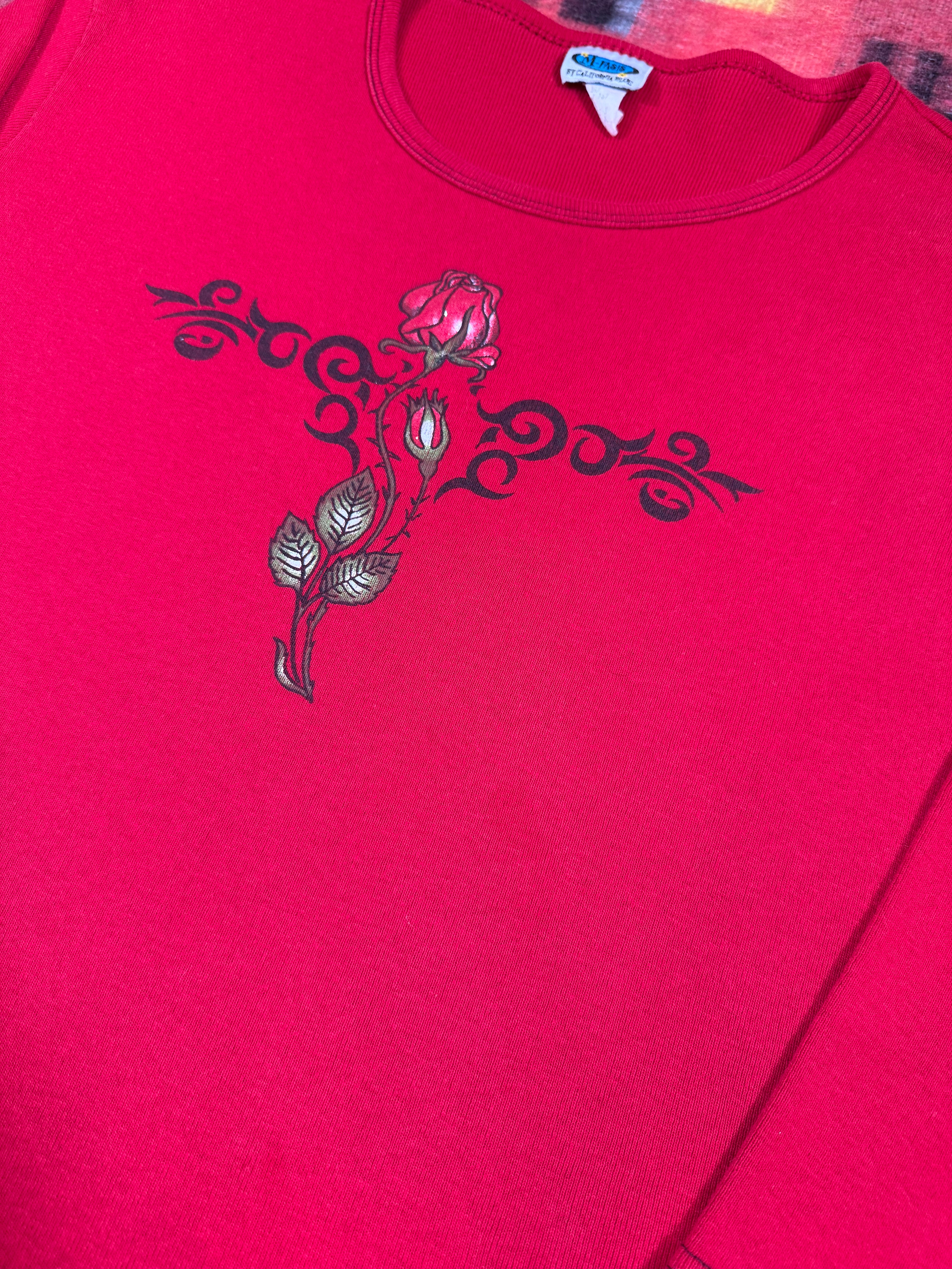 Vintage Y2K Womens Biker Rose Shirt(W2XL)