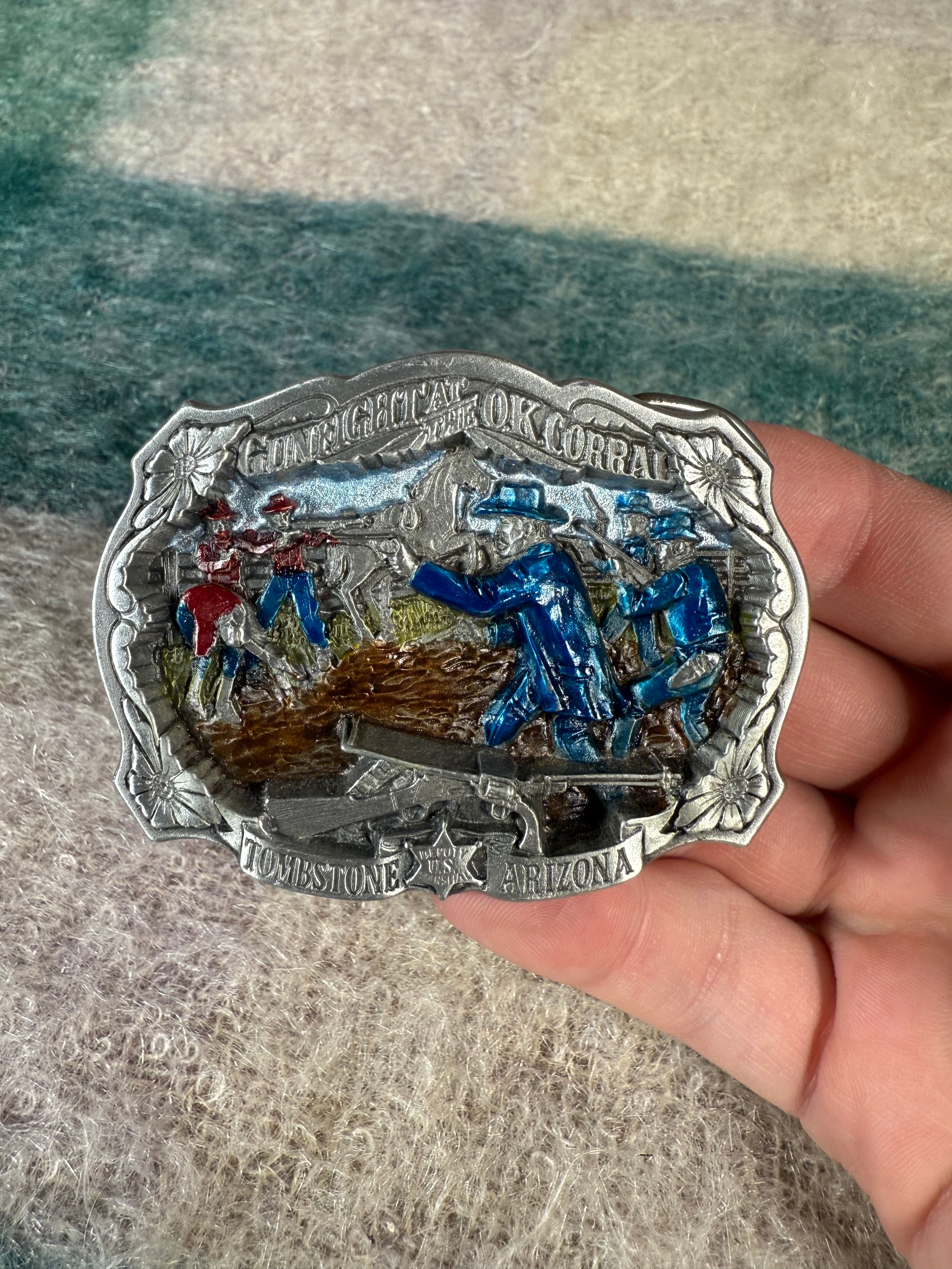 Vintage Tombstone Arizona Gunfight Belt Buckle