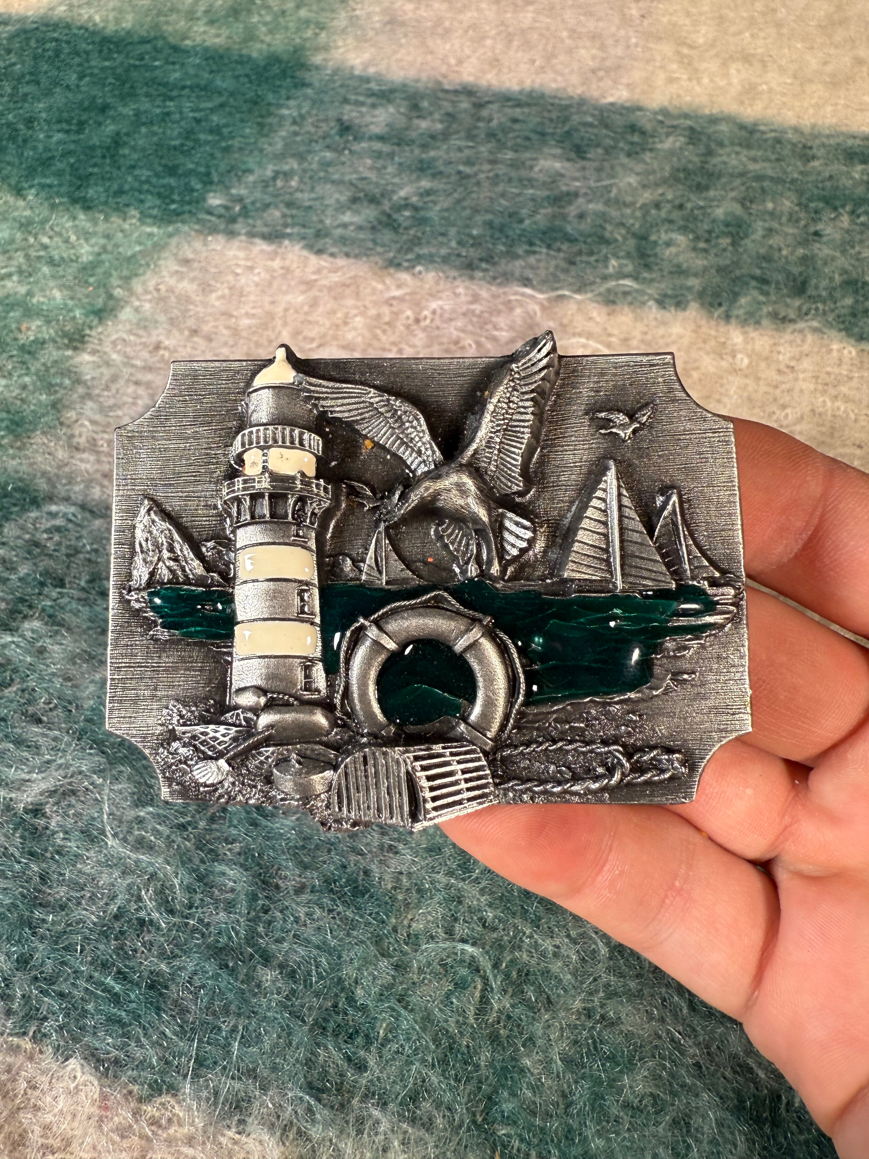 Vintage Lighthouse and Seashore Belt Buckle