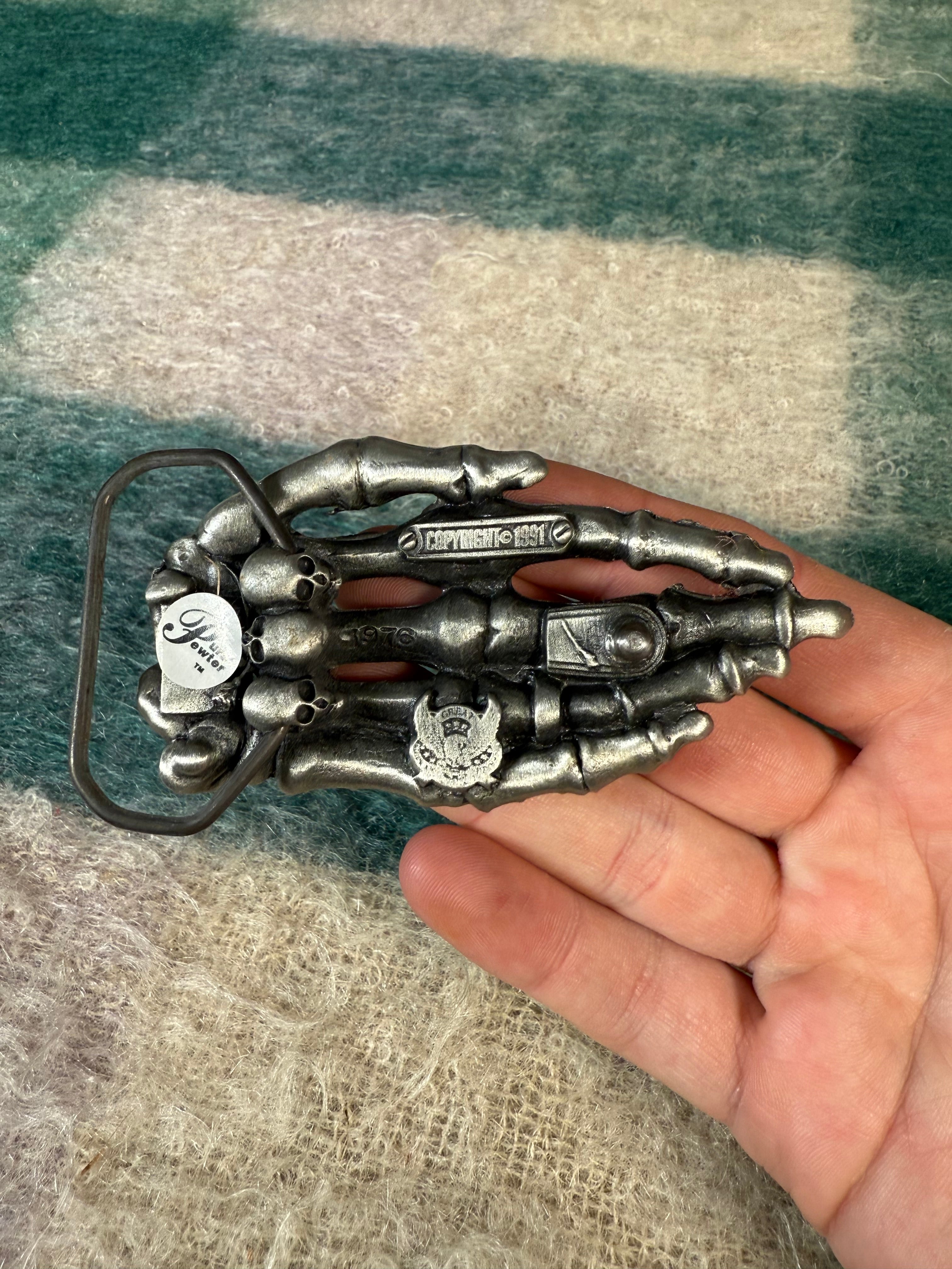 Vintage Skeleton Hand Belt Buckle