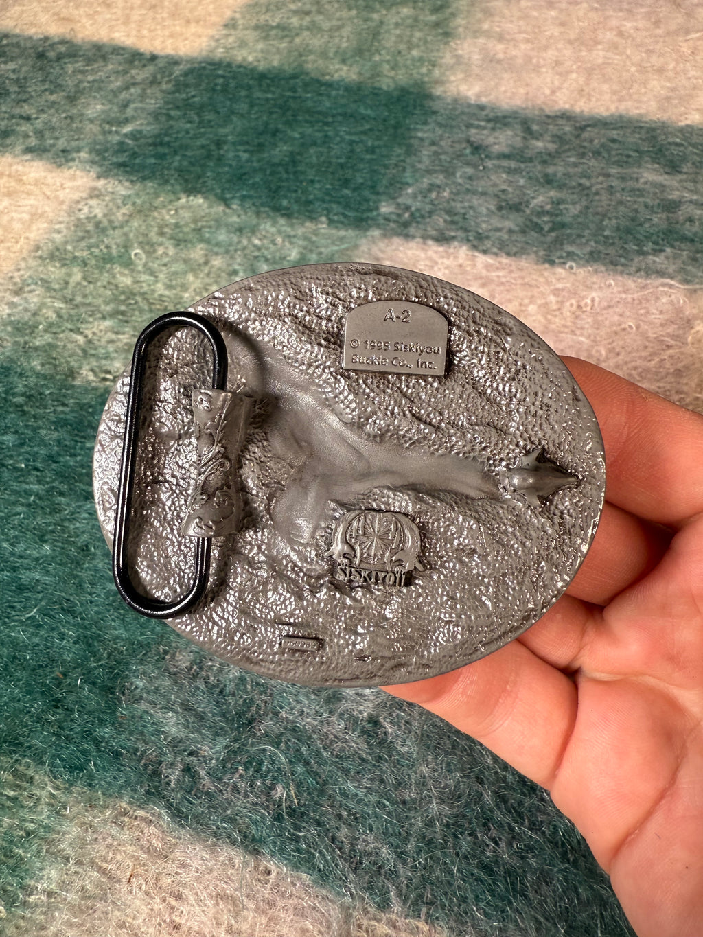 Vintage Bald Eagle Blue Belt Buckle