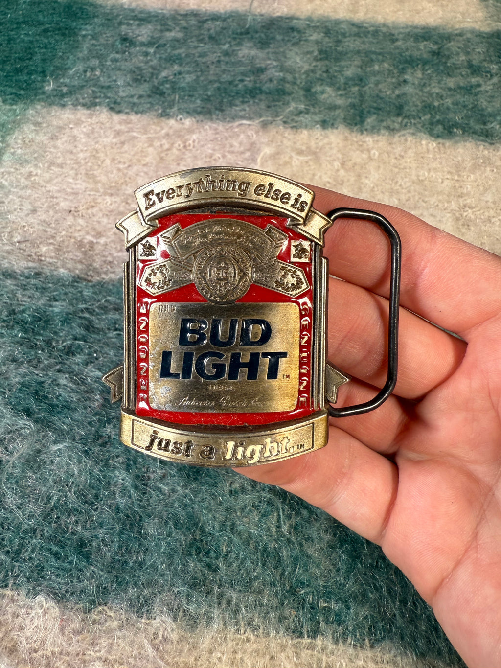 Vintage Bud Light “Everything Else Is Just A Light” Belt Buckle