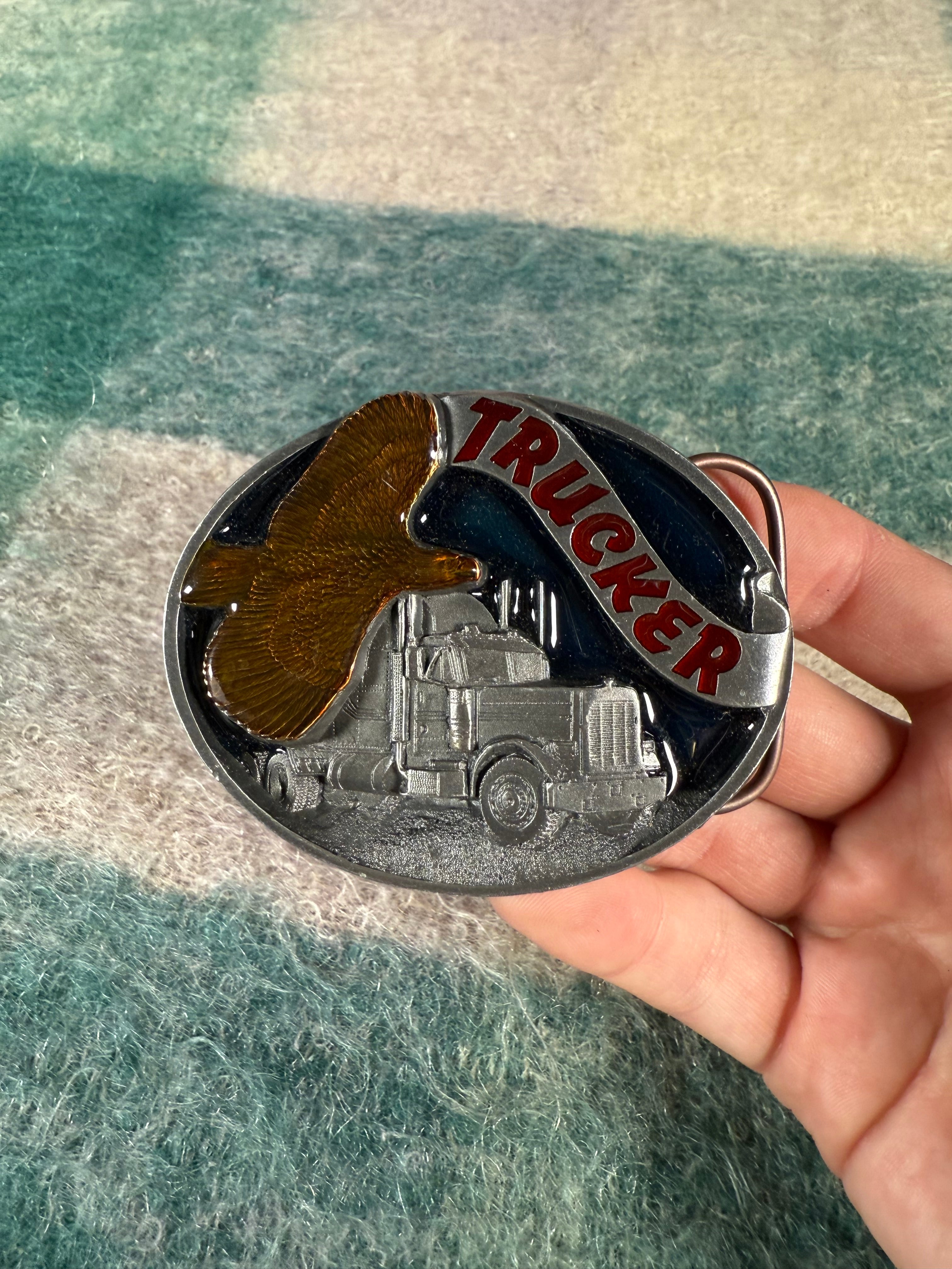 Vintage Trucker with Hawk Belt Buckle