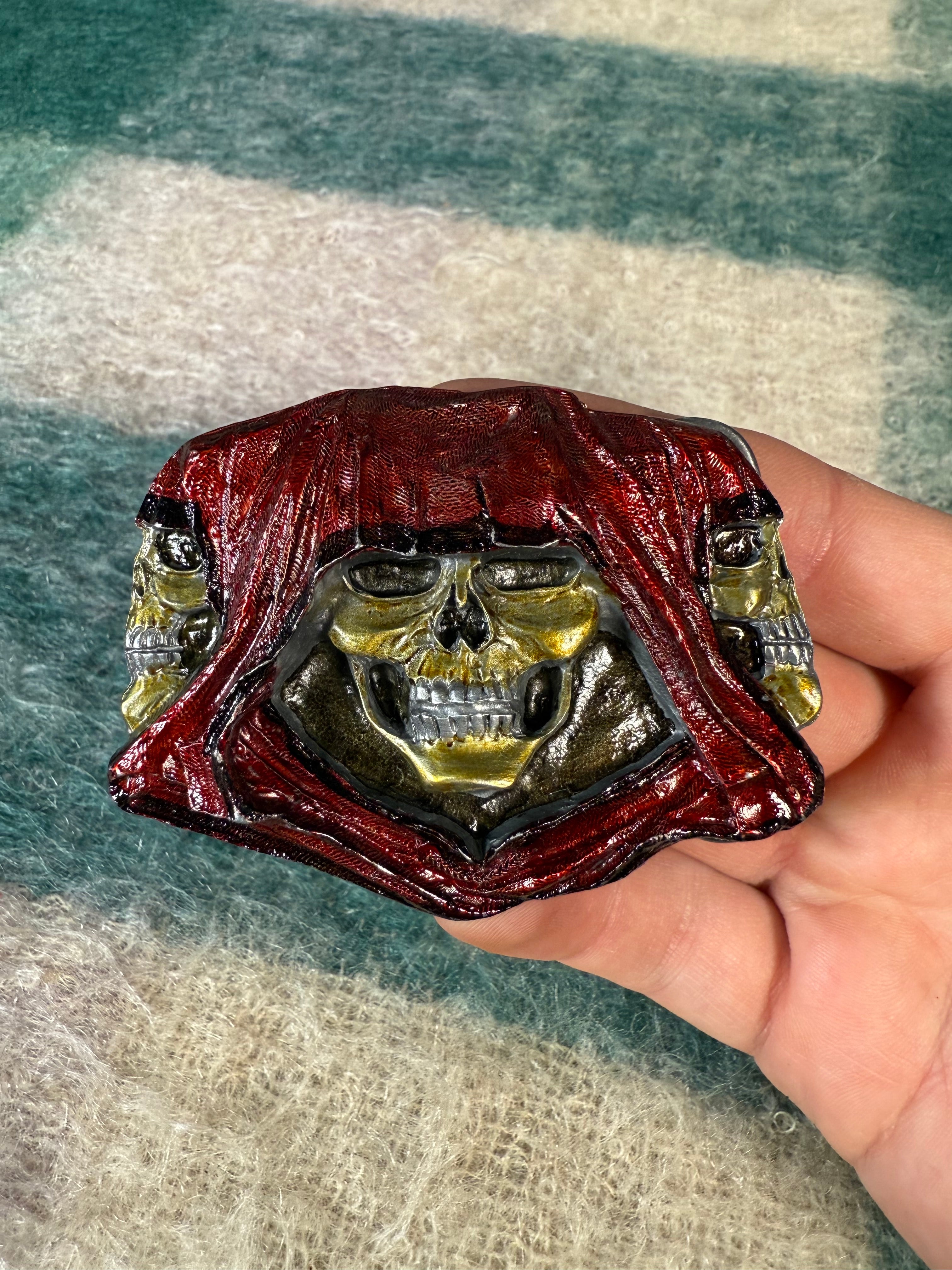 Vintage Triple Grim Reaper Belt Buckle