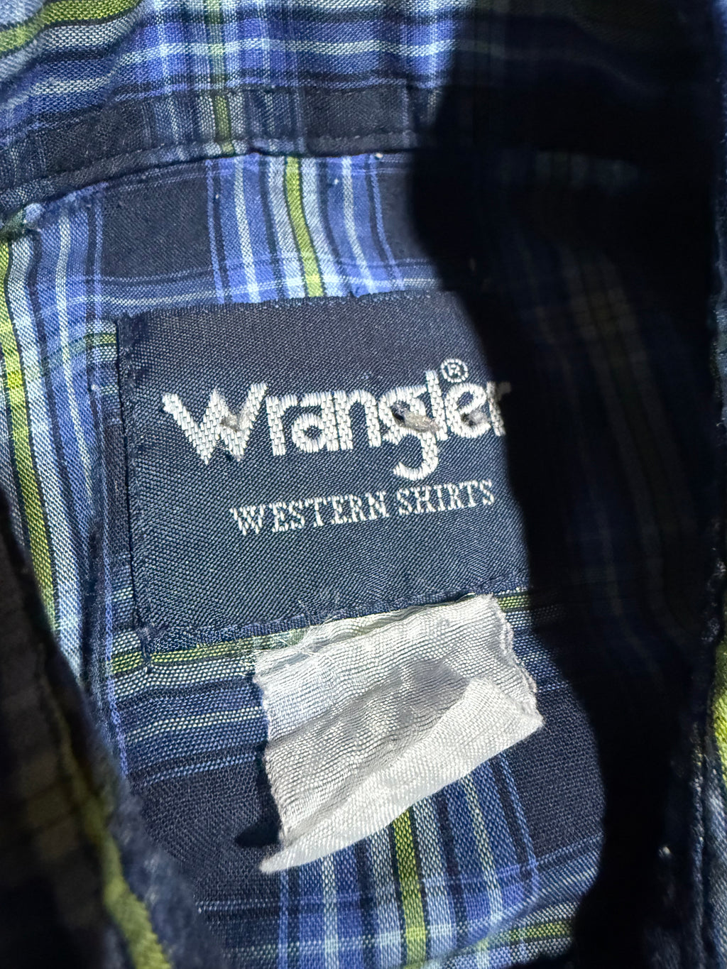 Vintage Wrangler Blue Pearl Snap Shirt (L)