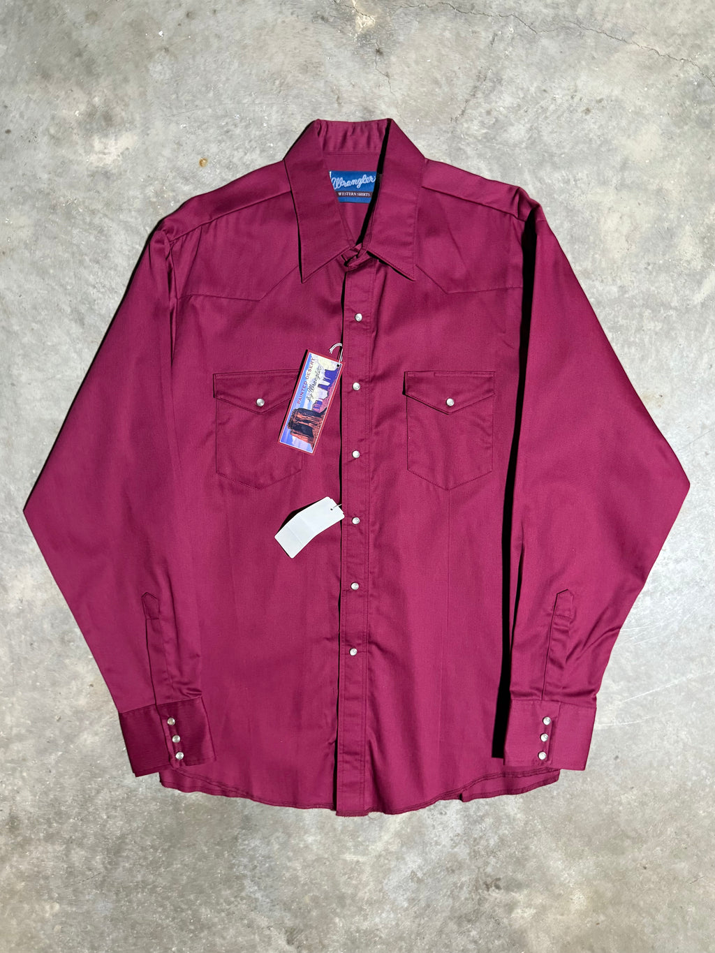 Vintage Wrangler Painted Desert Maroon Pearl Snap Shirt (XL)