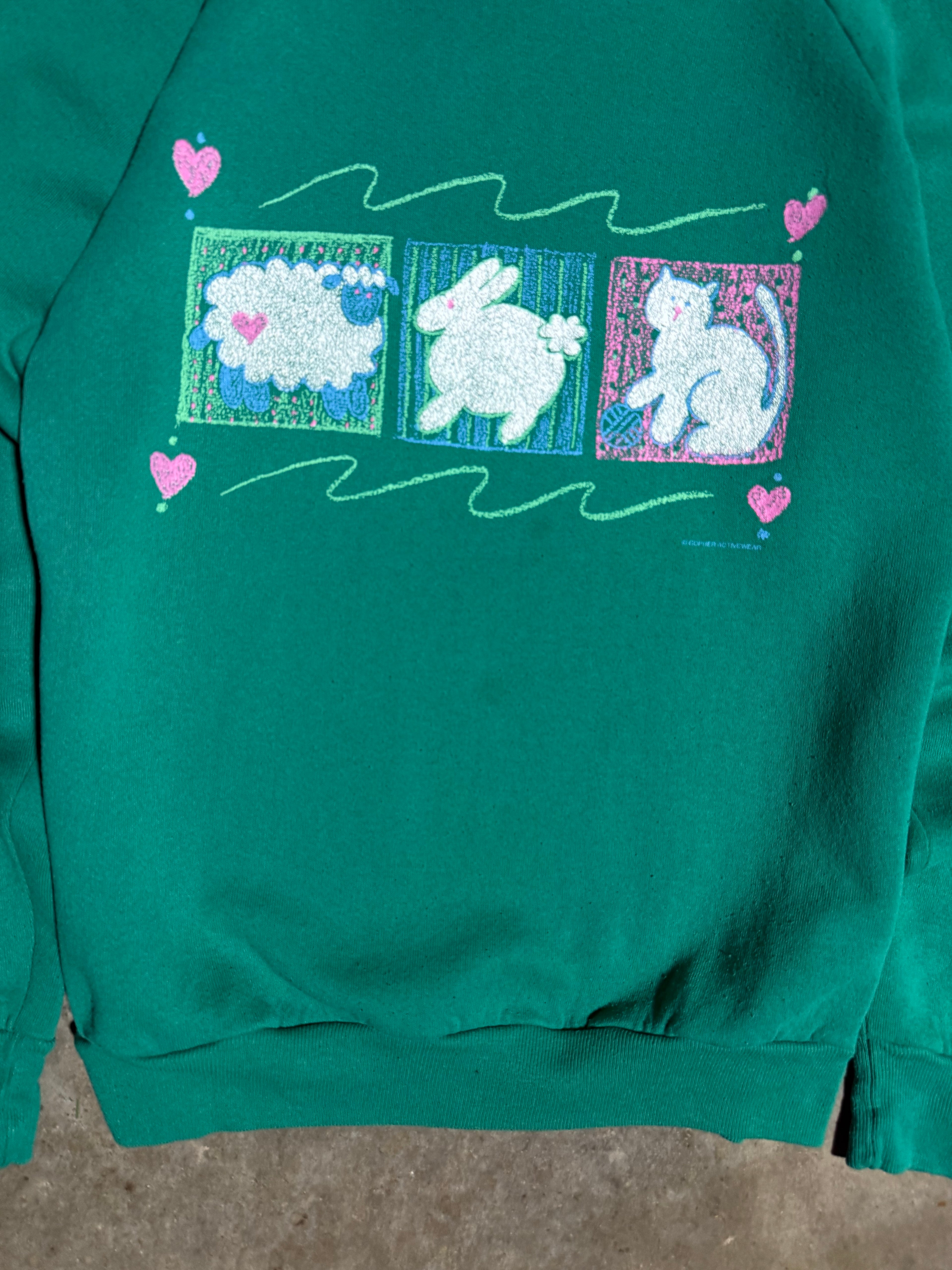 Vintage 80s Sheep Bunny and Cat Crewneck (M)