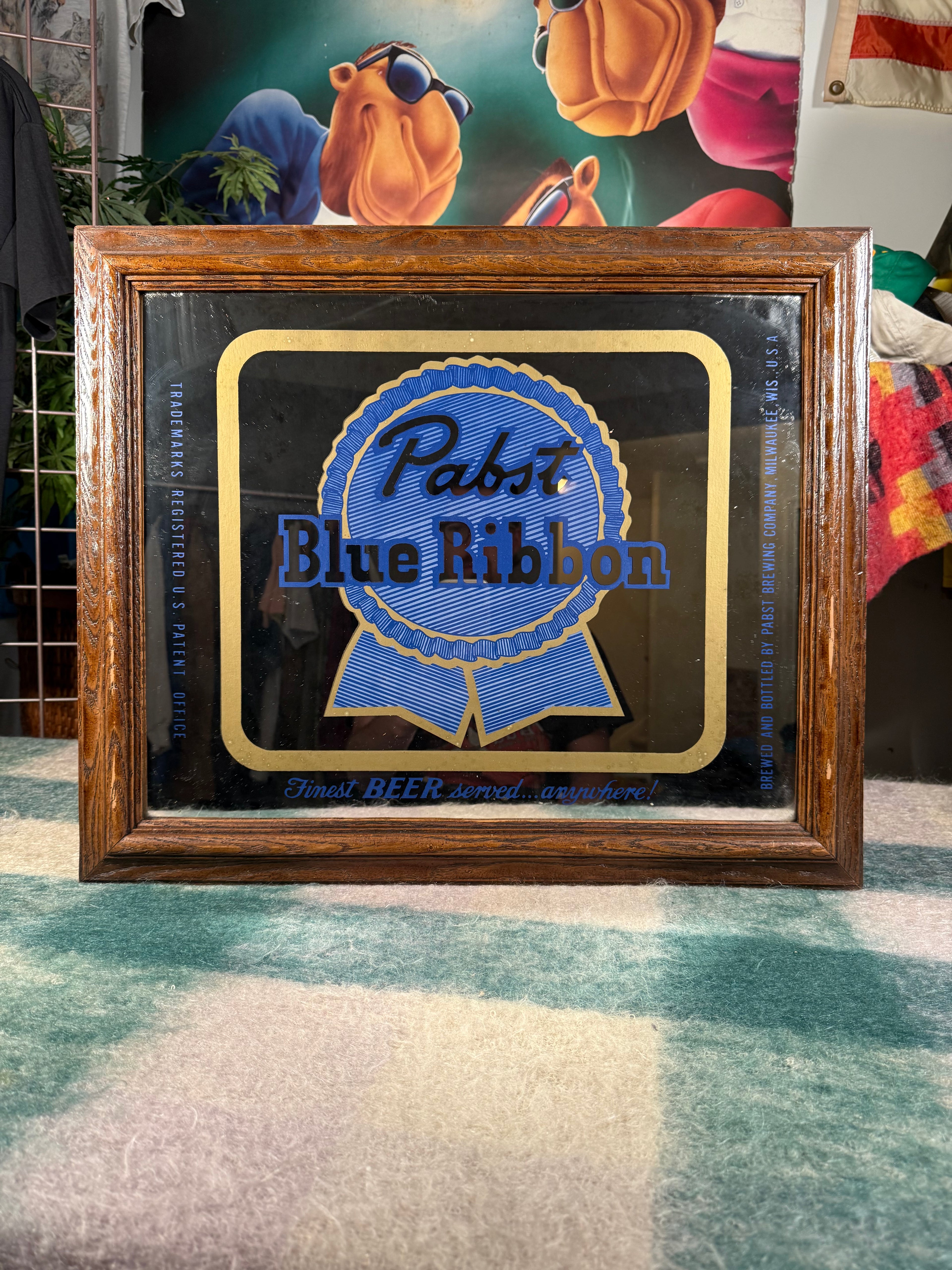 Vintage Pabst Blue Ribbon Bar Mirror (23x20inch)