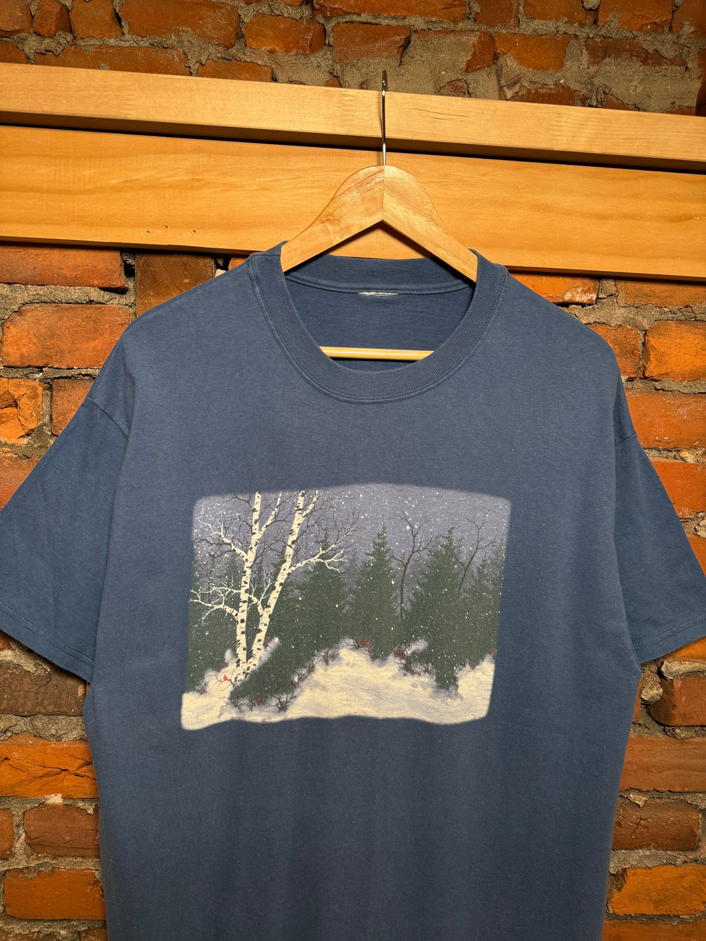 Vintage Snowy Landscape T-Shirt (L)