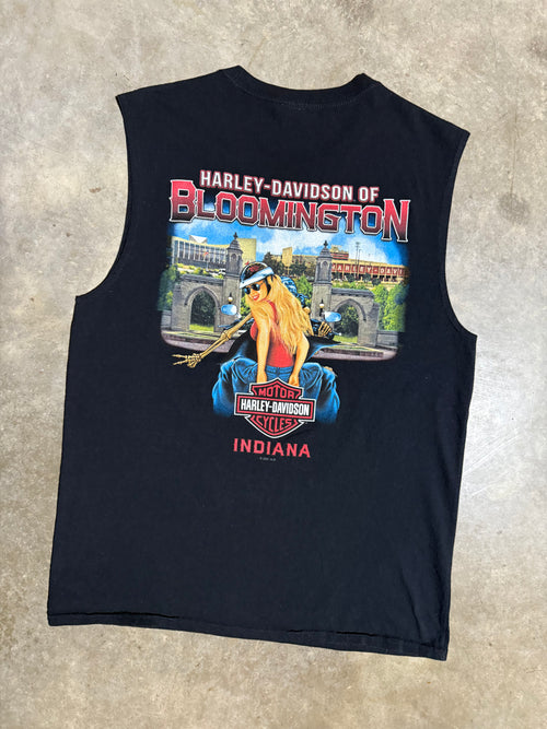 Bloomington Harley Davidson Double Sided Skeleton Cutoff Shirt (L)