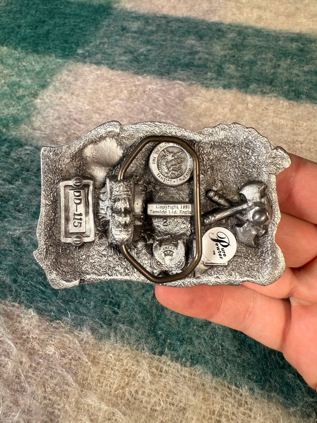 Vintage Valhalla Silver and Red Belt Buckle