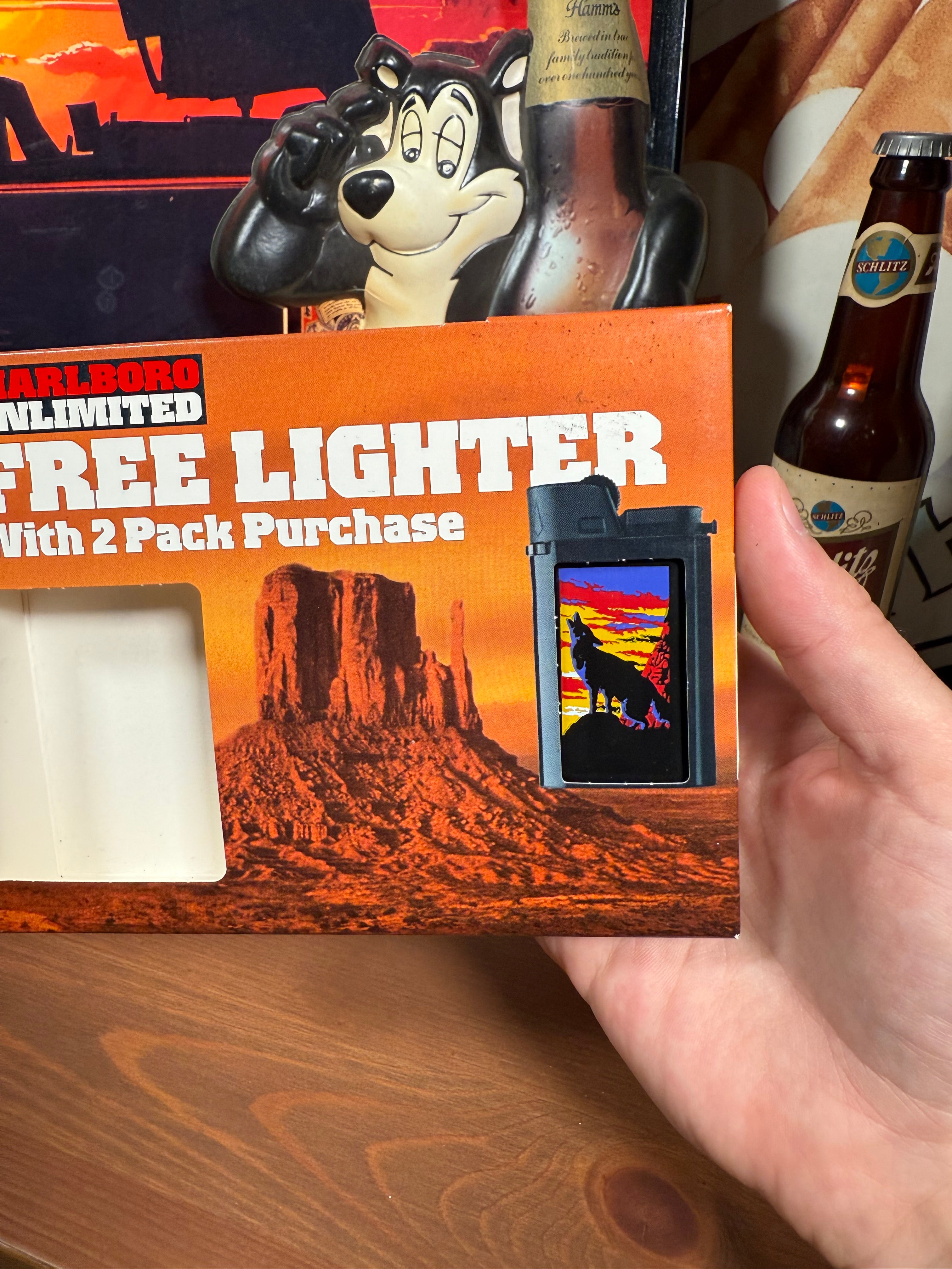Vintage 1996 Marlboro Howling Wolf Unopened Lighter