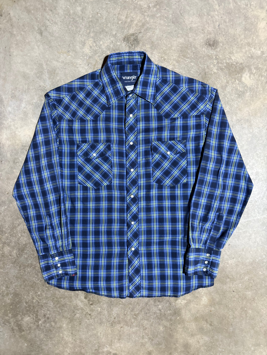 Vintage Wrangler Blue Pearl Snap Shirt (L)