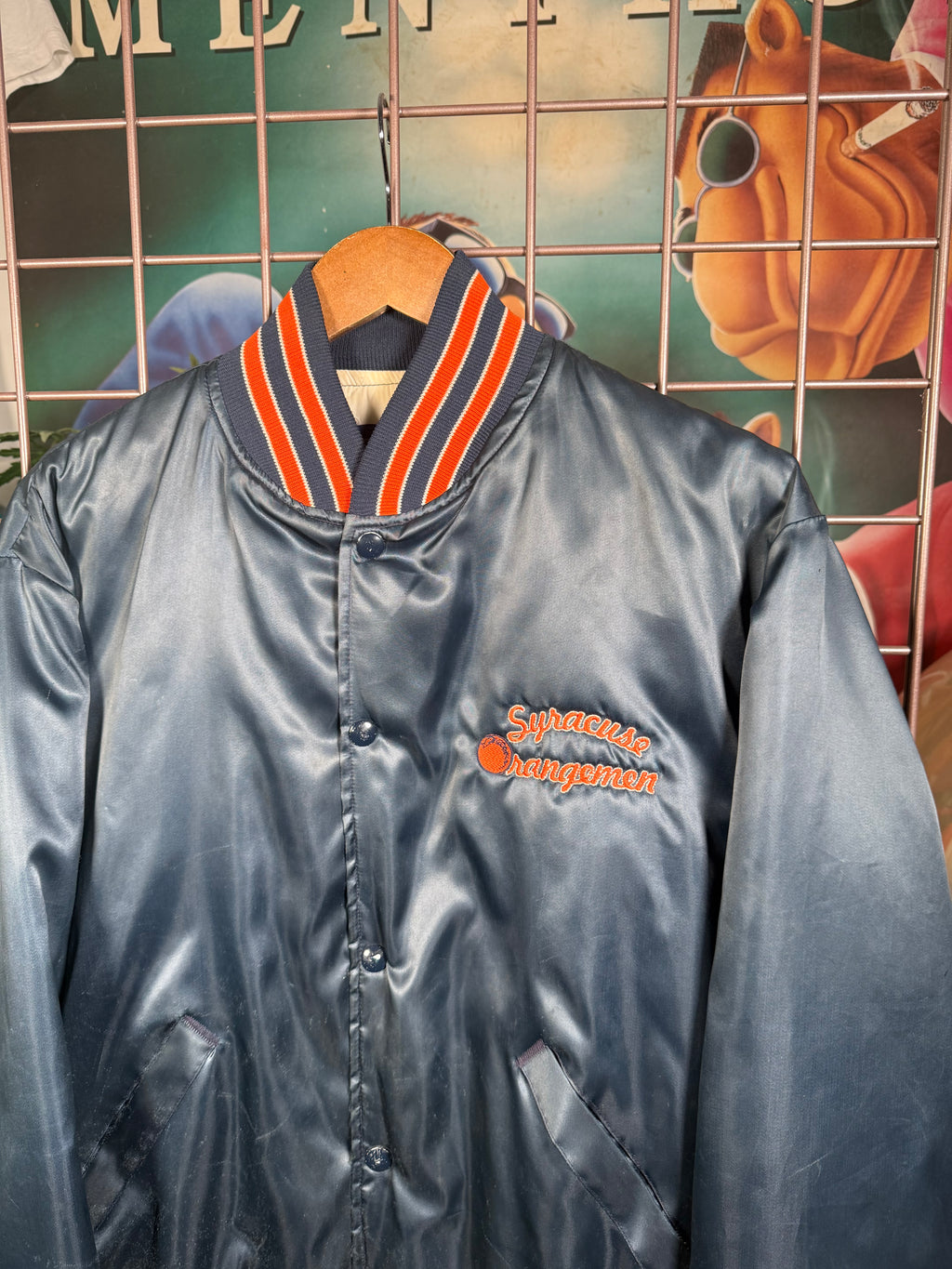 Vintage Syracuse Stitched Satin Bomber Jacket (L)
