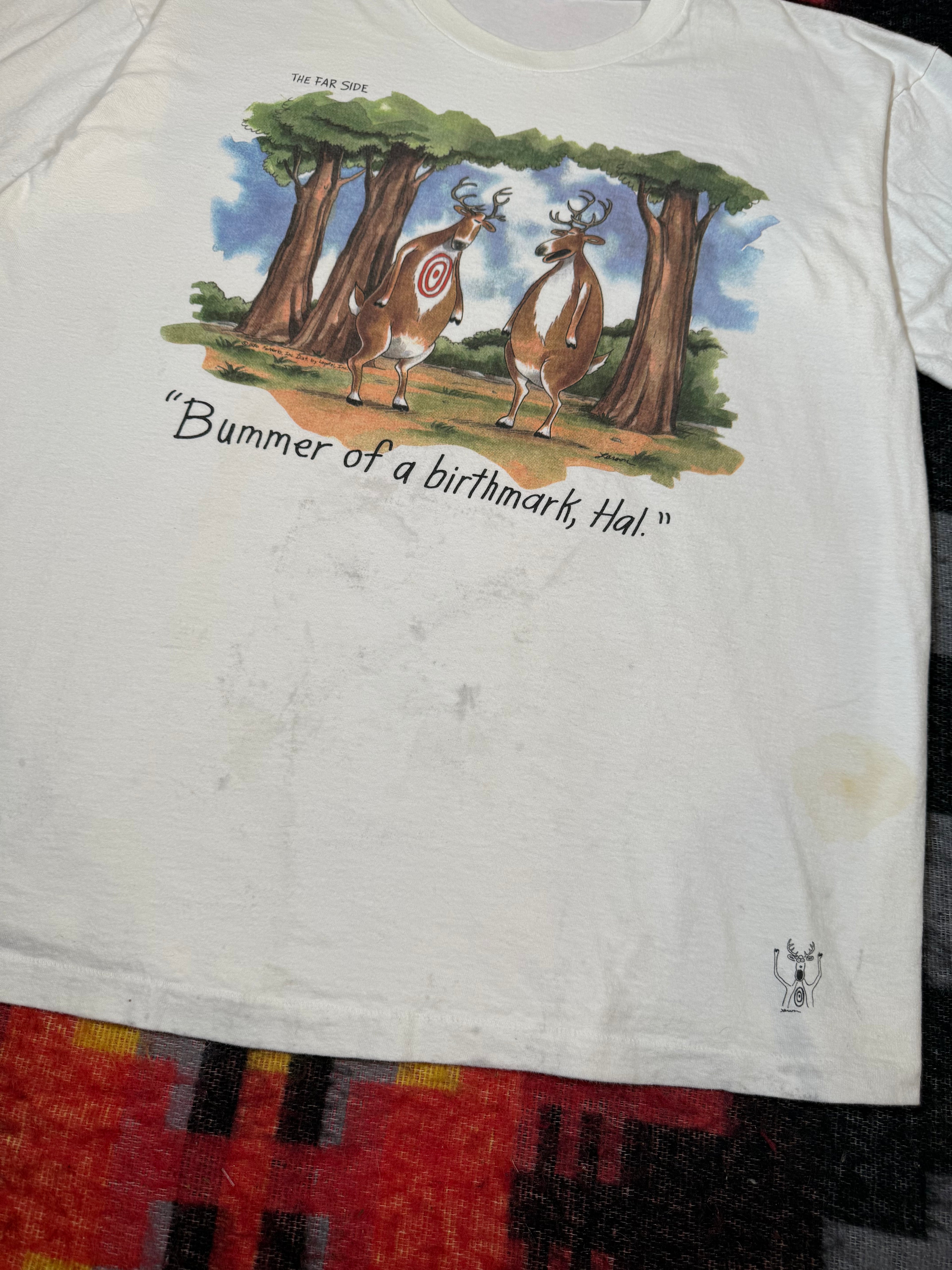 Vintage Distressed The Far Side Deer Birth Mark Shirt (2XL)