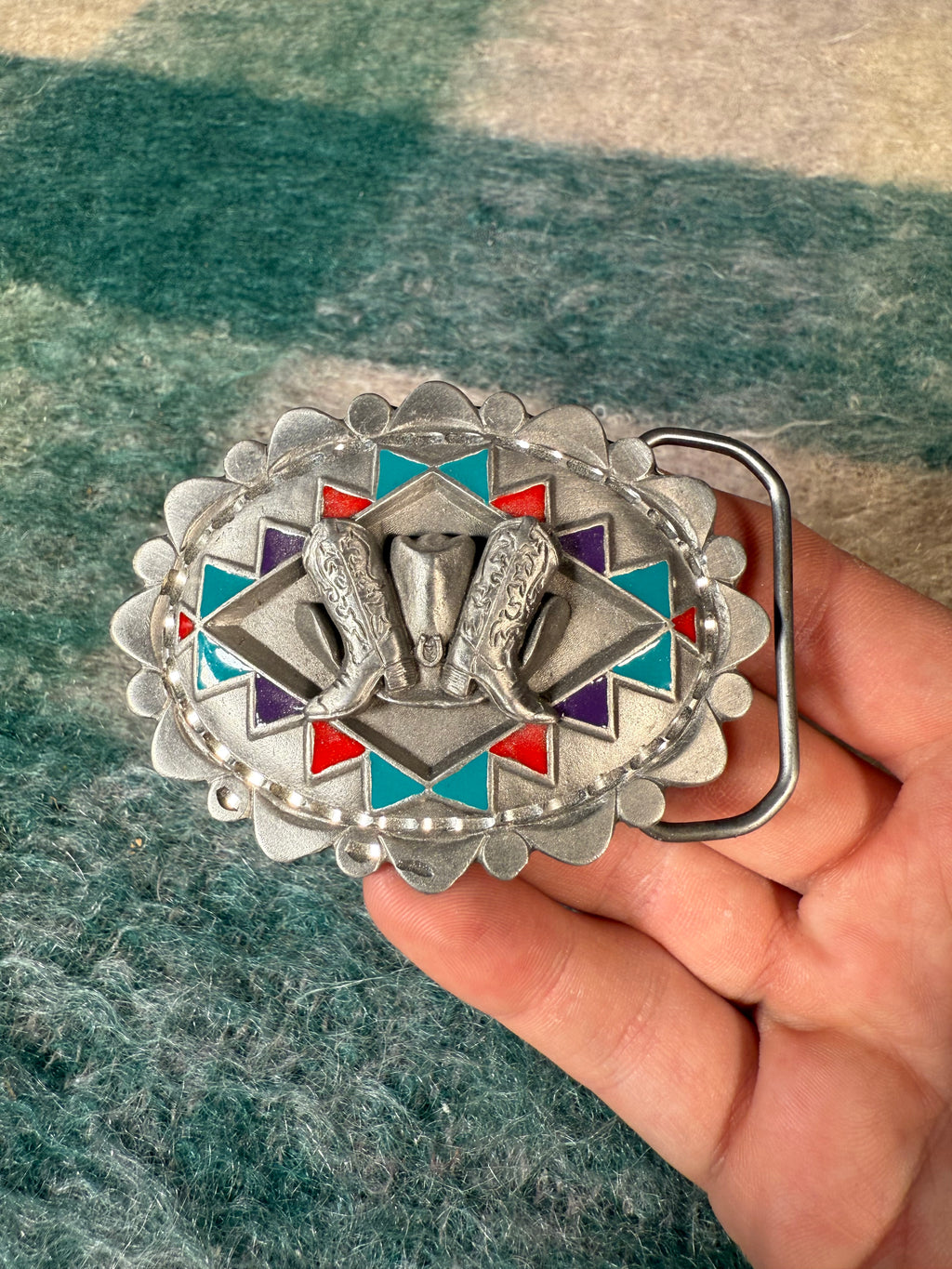 Vintage Cowboy Boots Western Belt Buckle