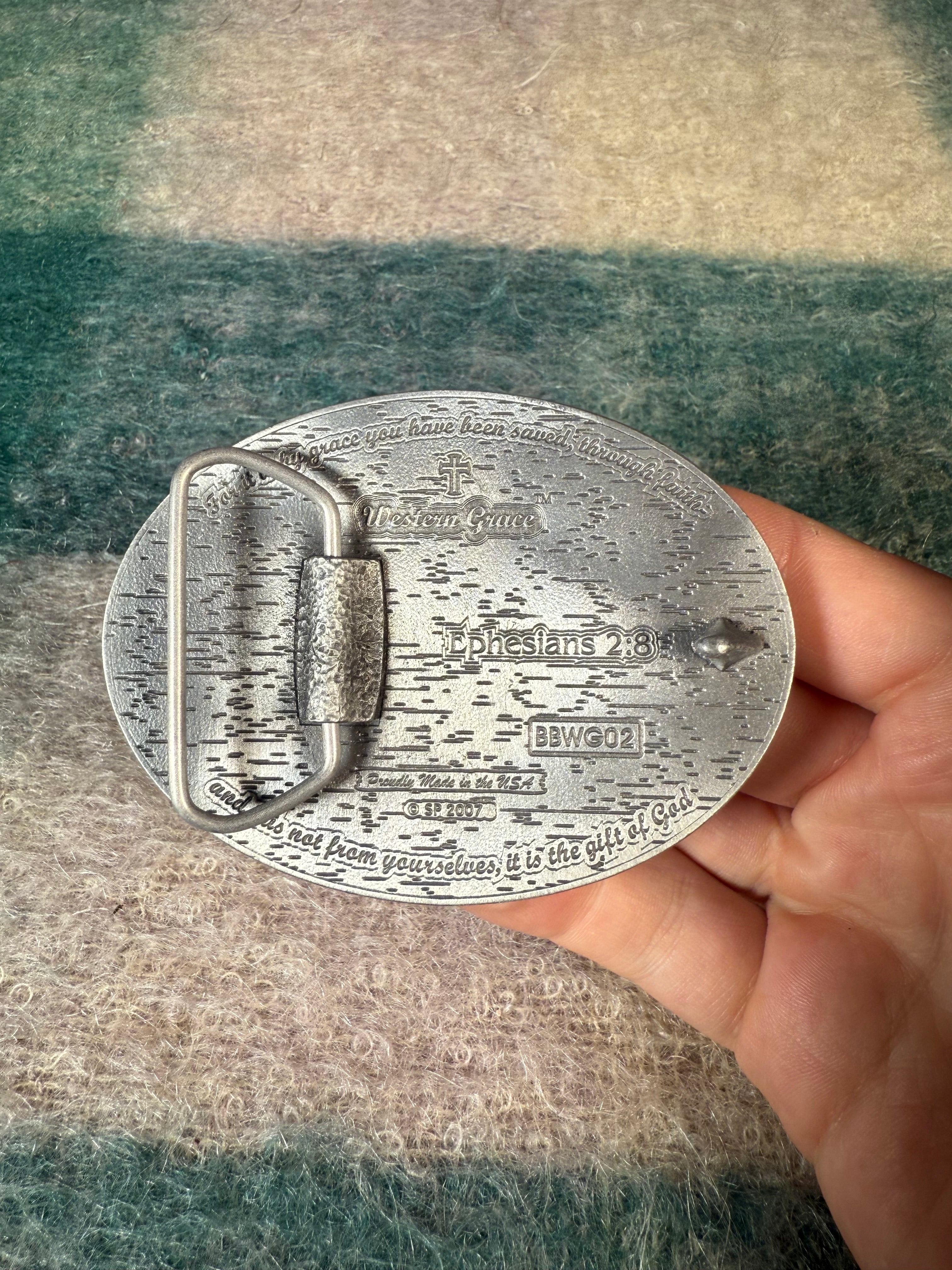 2000s Cross and Horse Shoe Western Belt Buckle