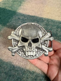 Vintage Skull and Crossbones Hidden Compartment Belt Buckle