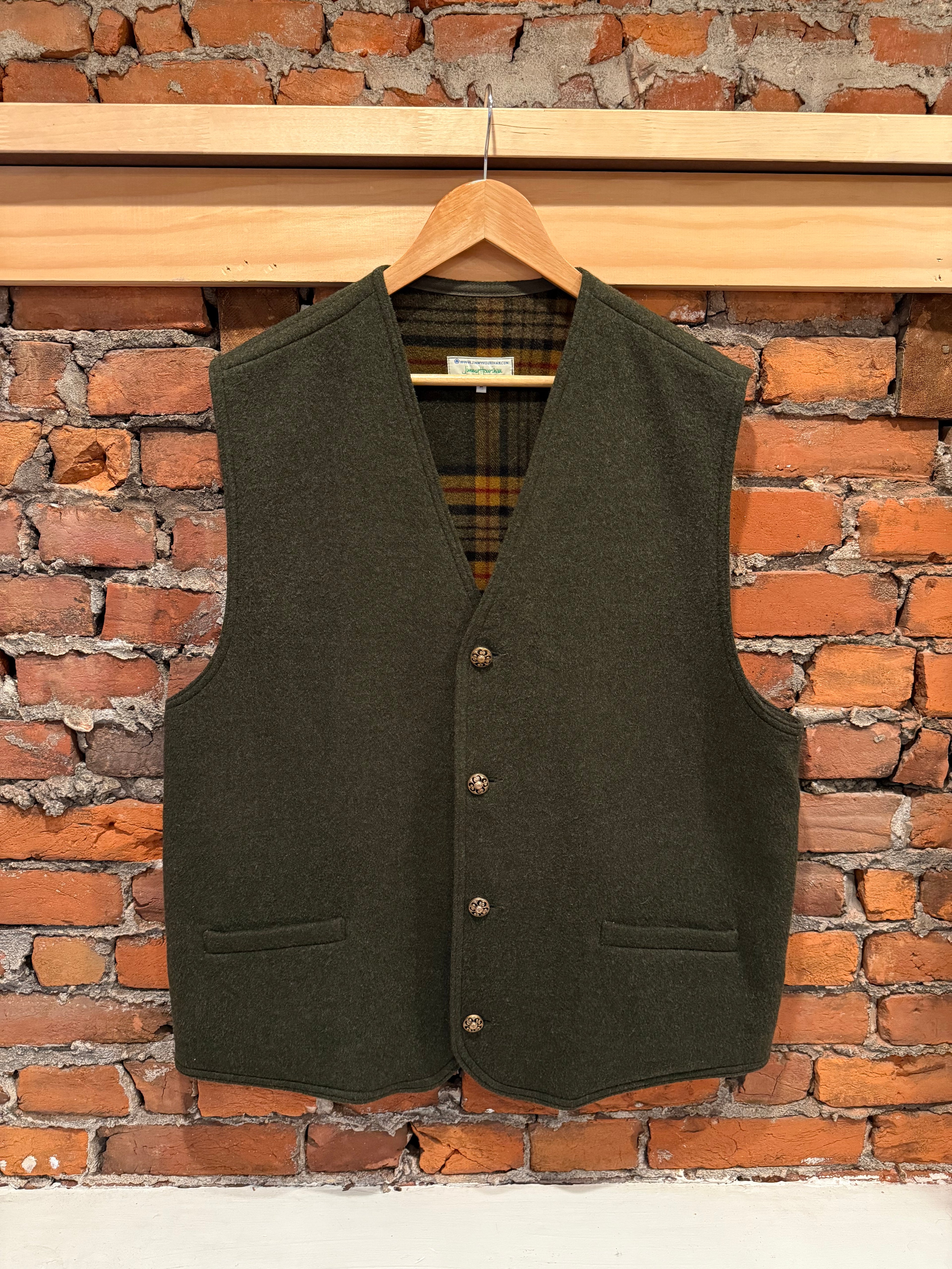 Jimmy Hourihan Wool Plaid Interior Vest (L)