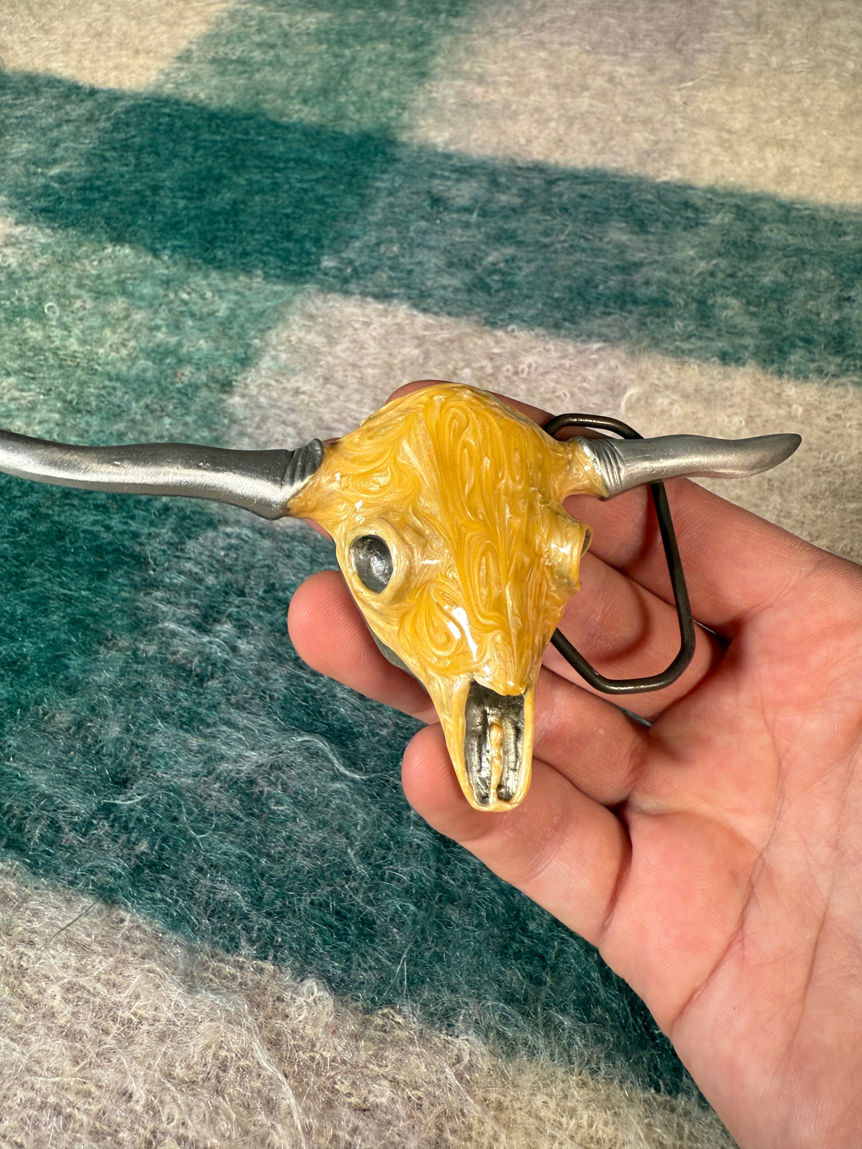 Vintage Longhorn Skull 3D Belt Buckle