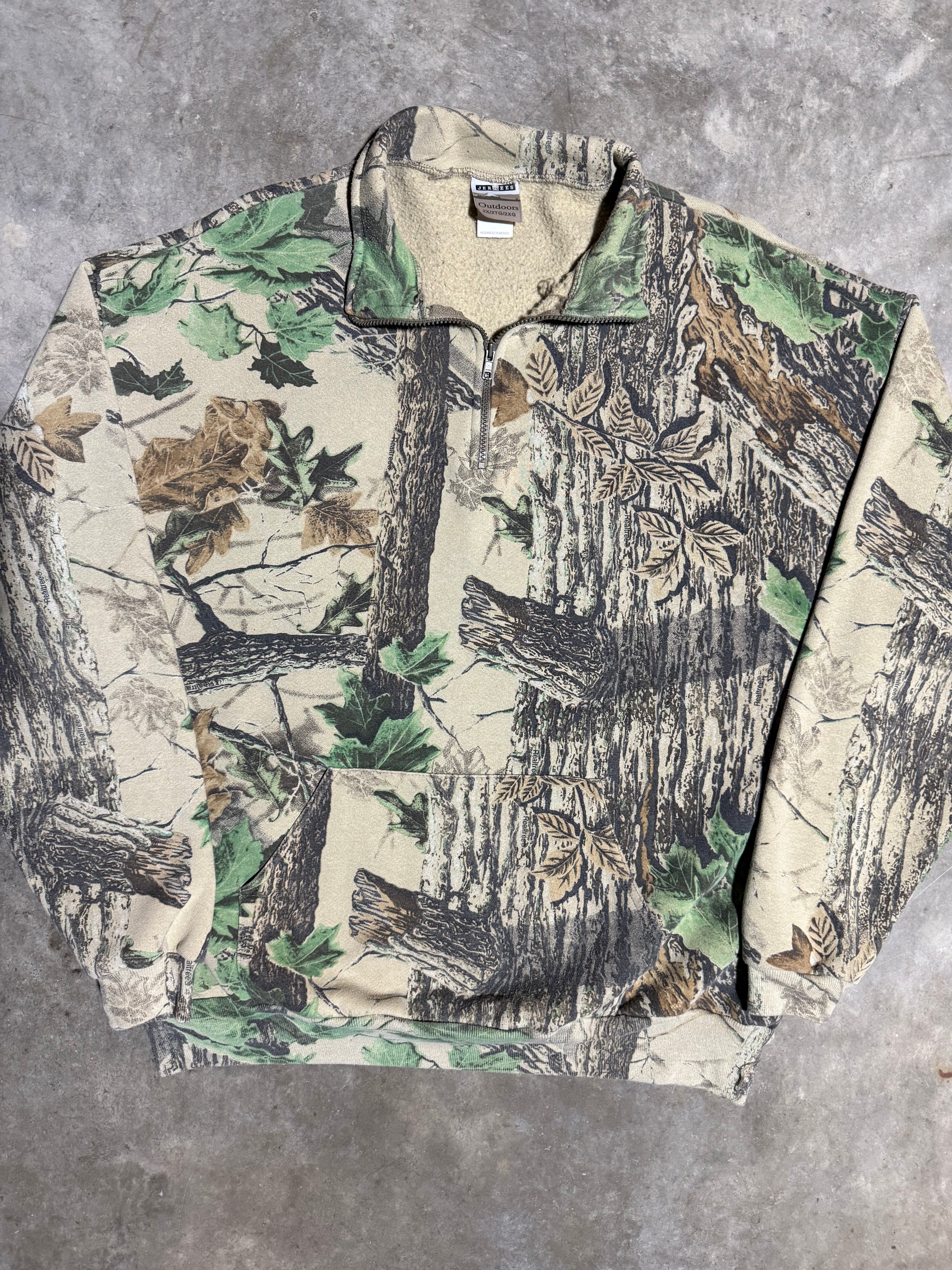 Vintage Jerzees Outdoors Camo Quarterzip Sweatshirt (2XL)