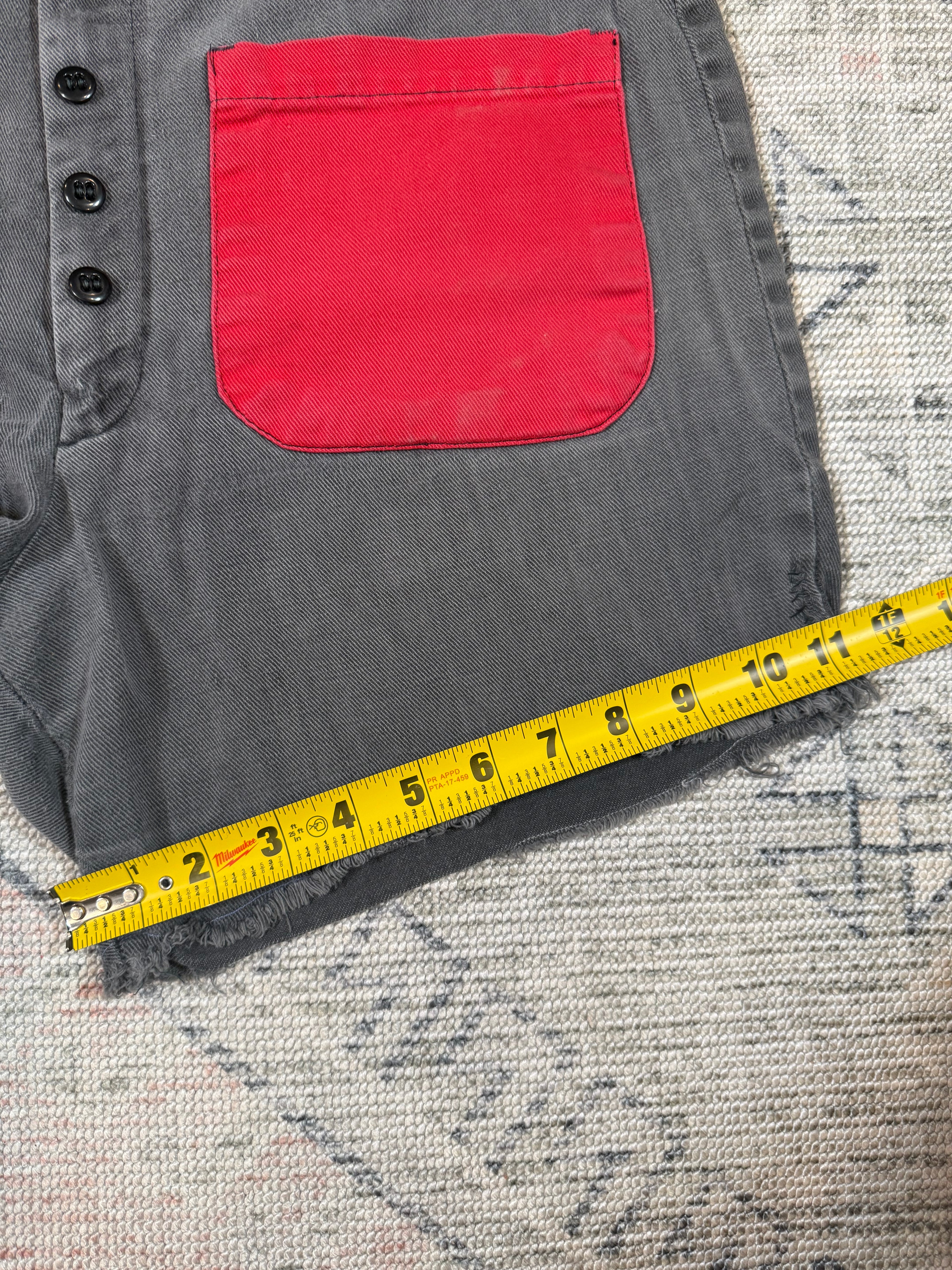 Vintage 70s Custom Red and Black Jean Shorts (36)