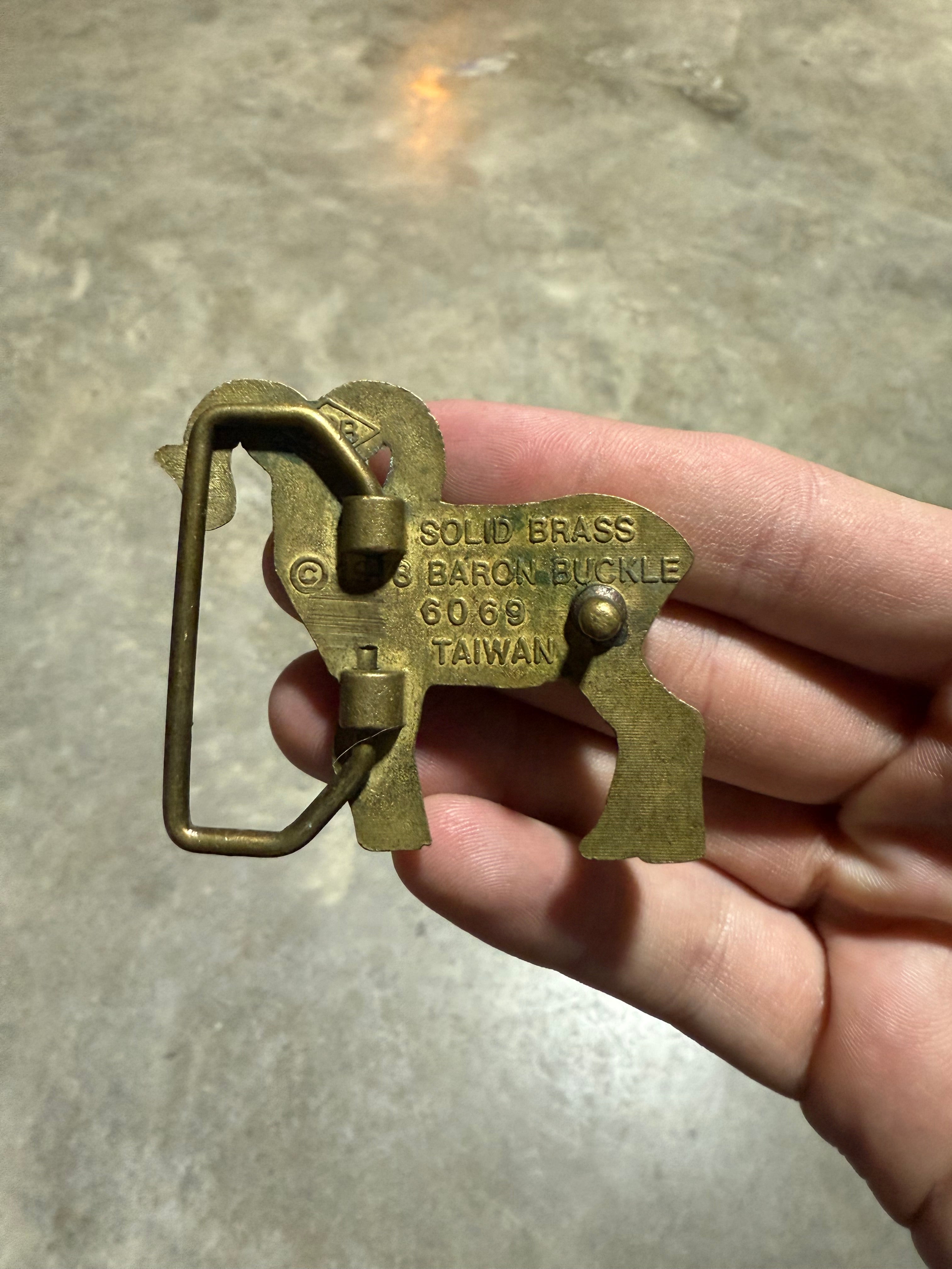 Vintage Brass Ram Belt Buckle