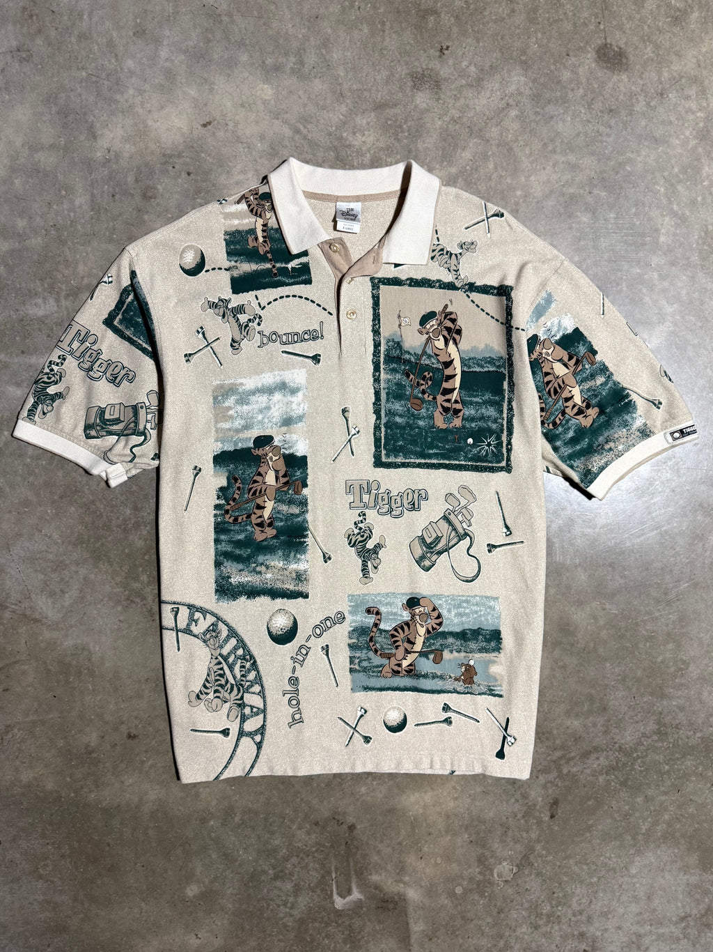 Vintage Tigger Golf All Over Print Polo Shirt (XL)