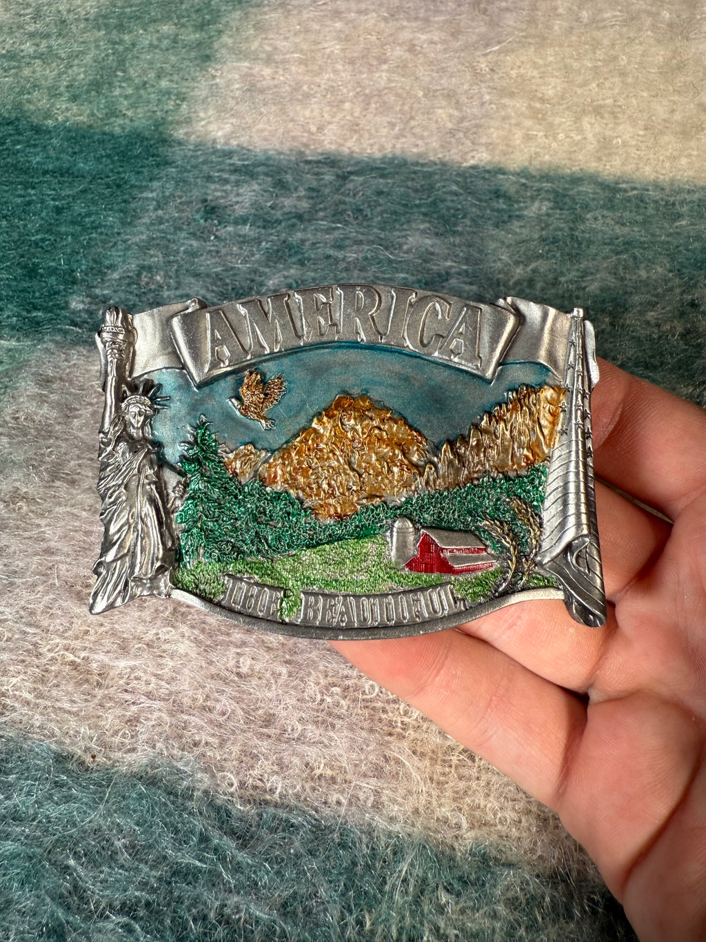 Vintage America The Beautiful Landscape Belt Buckle