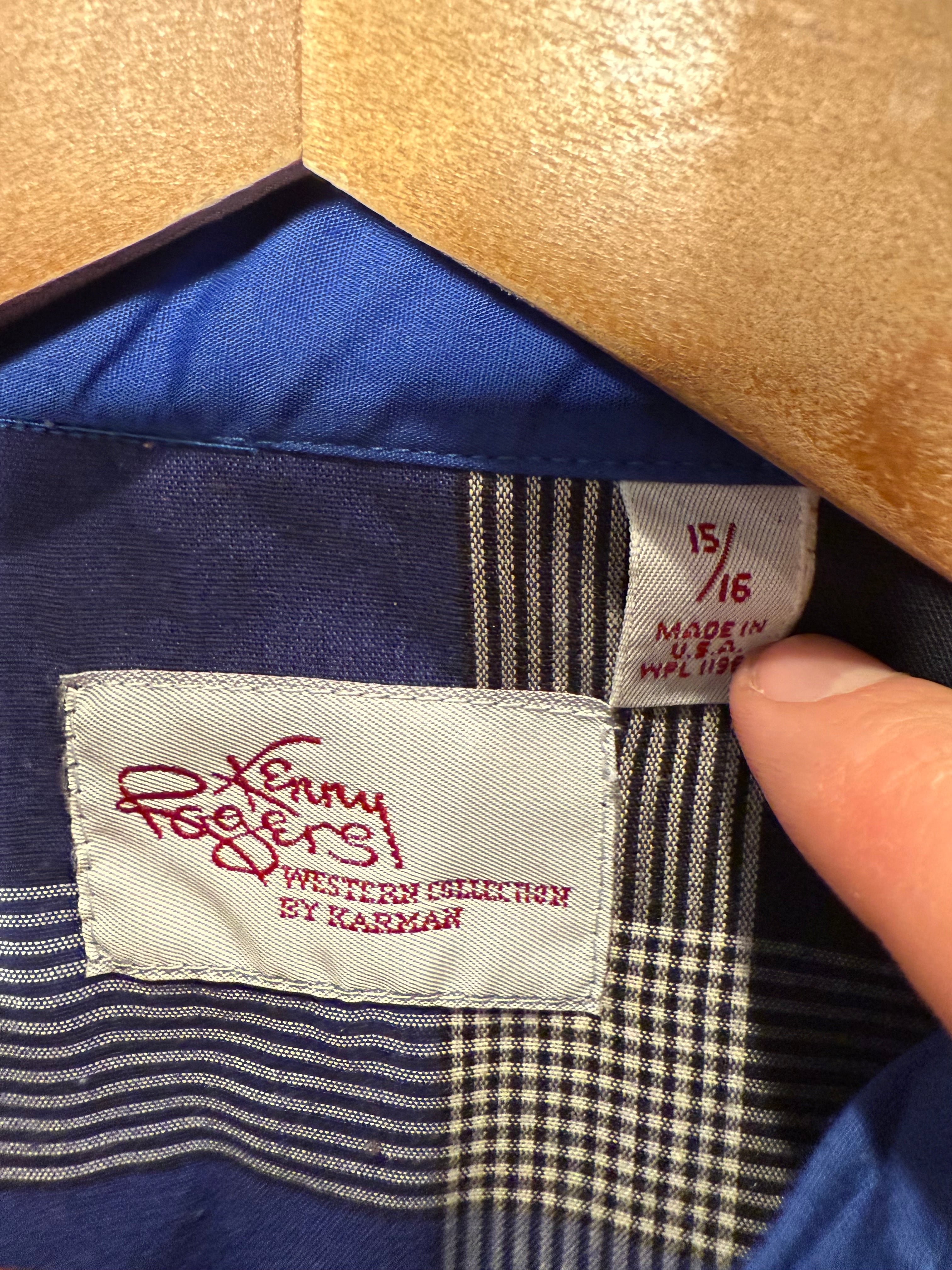 Vintage Kenny Rogers Blue Pearl Snap Western Shirt (WM)