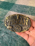 Vintage Native Texan Armadillo and Longhorn Belt Buckle
