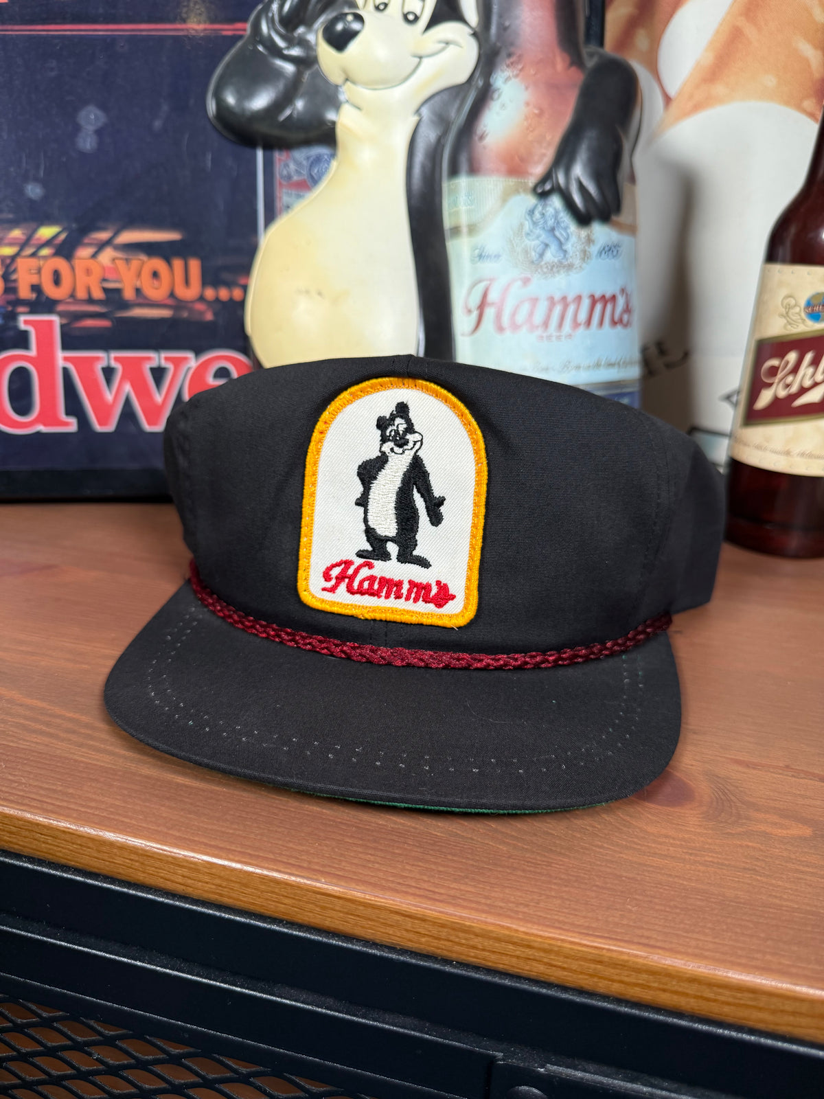 Vintage Hamms Patch Leather Strap Hat