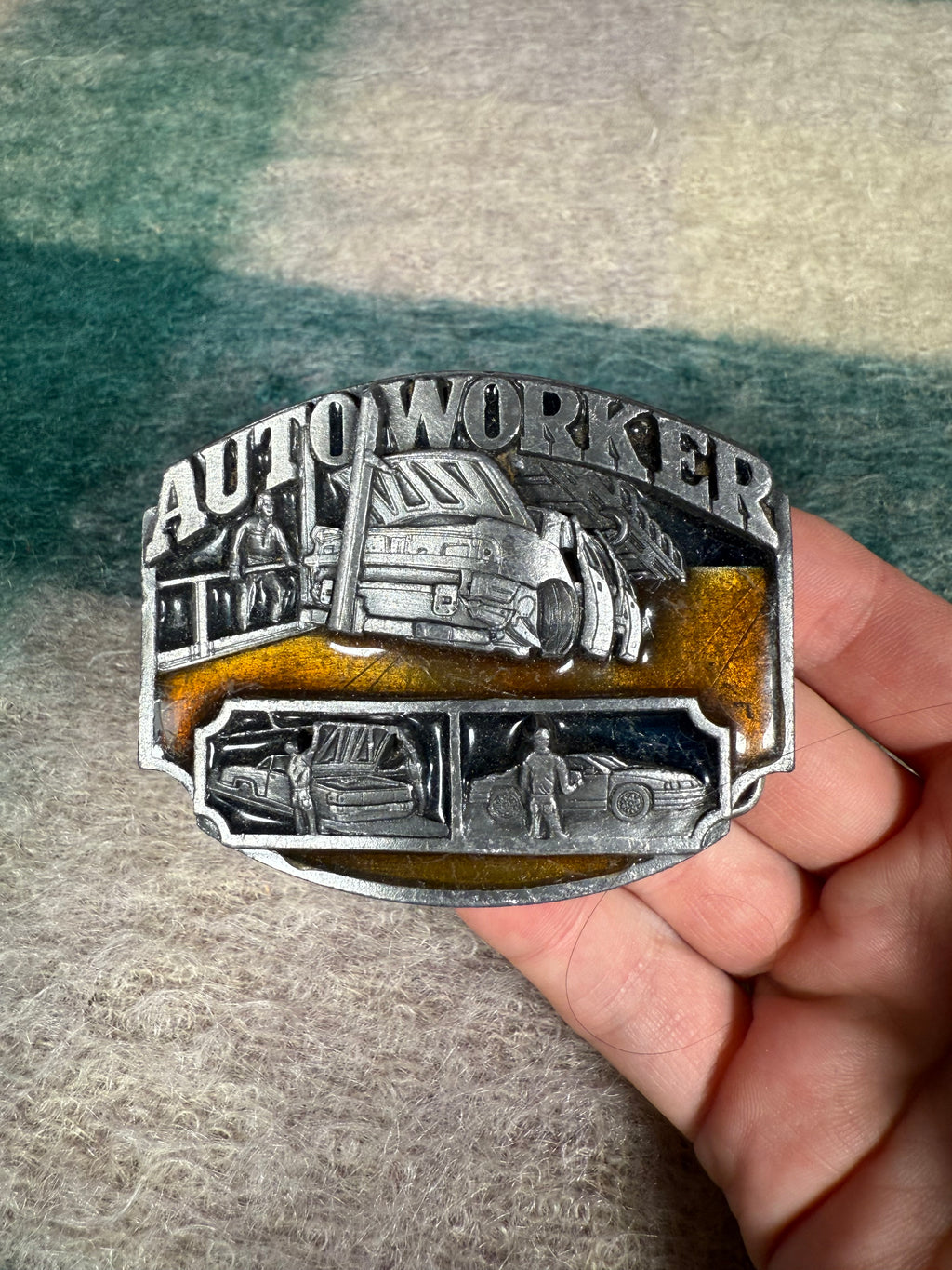 Vintage Autoworker Belt Buckle