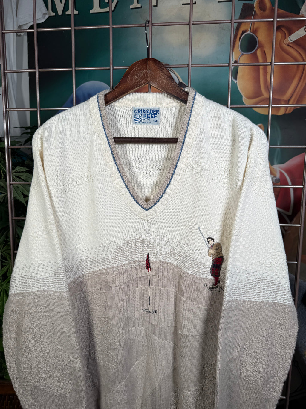 Vintage Crusader Reef Two Tone Golf Sweater (M)