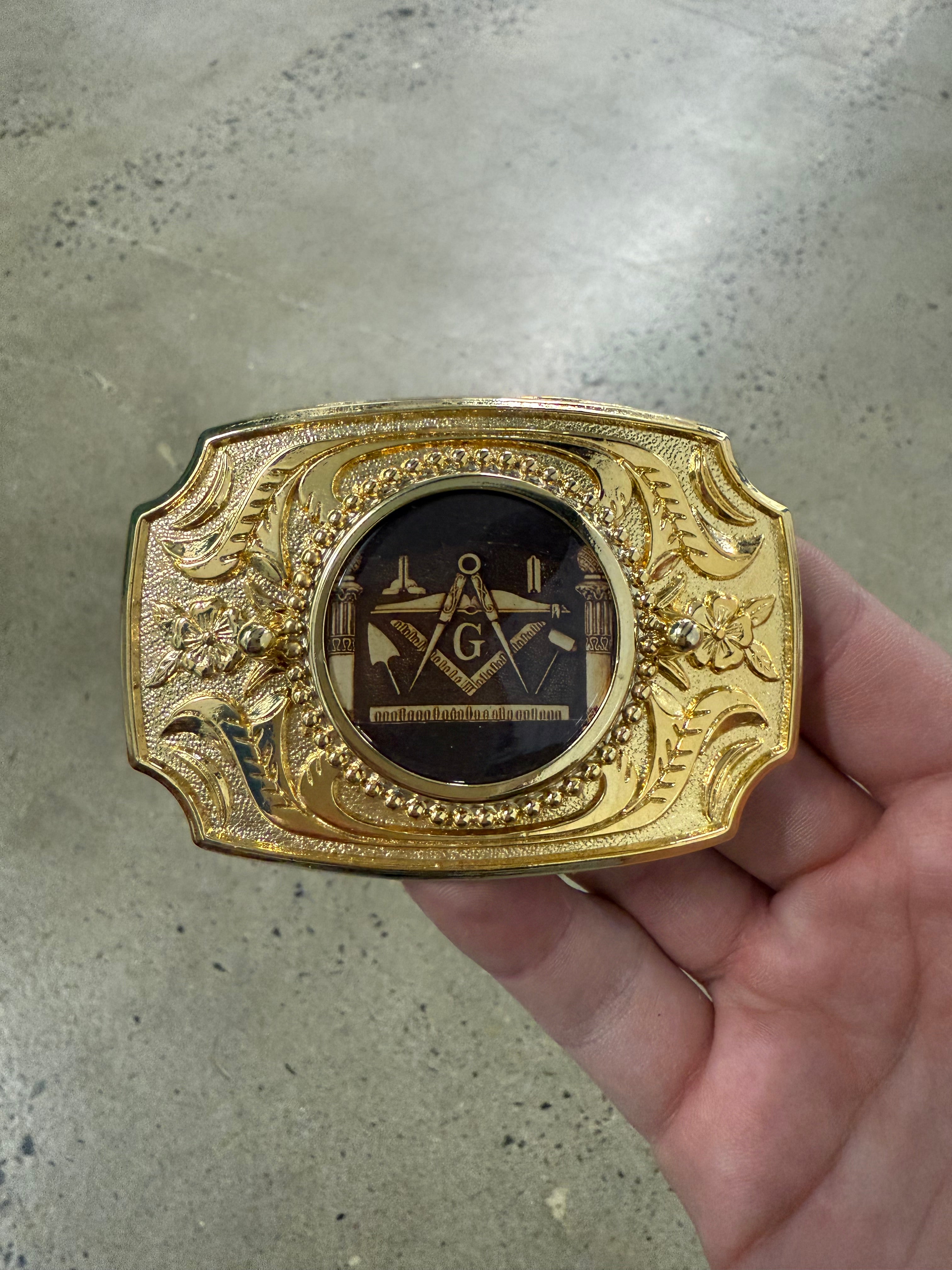 Vintage Gold Free Masons Belt Buckle