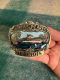Vintage 80s Great Lakes Illinois Belt Buckle