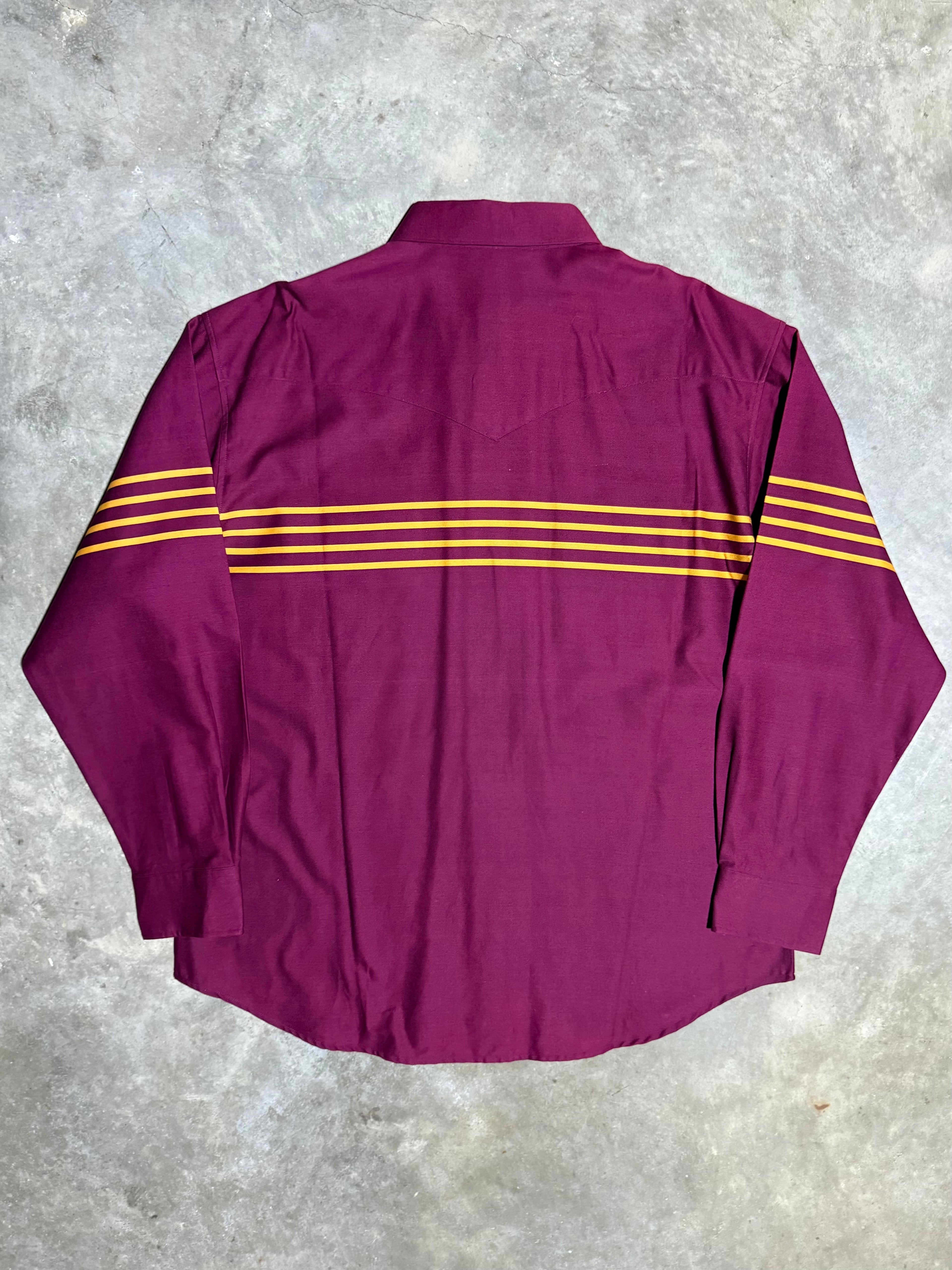 Vintage Unworn Wrangler Maroon Striped Button Down Shirt (XL)