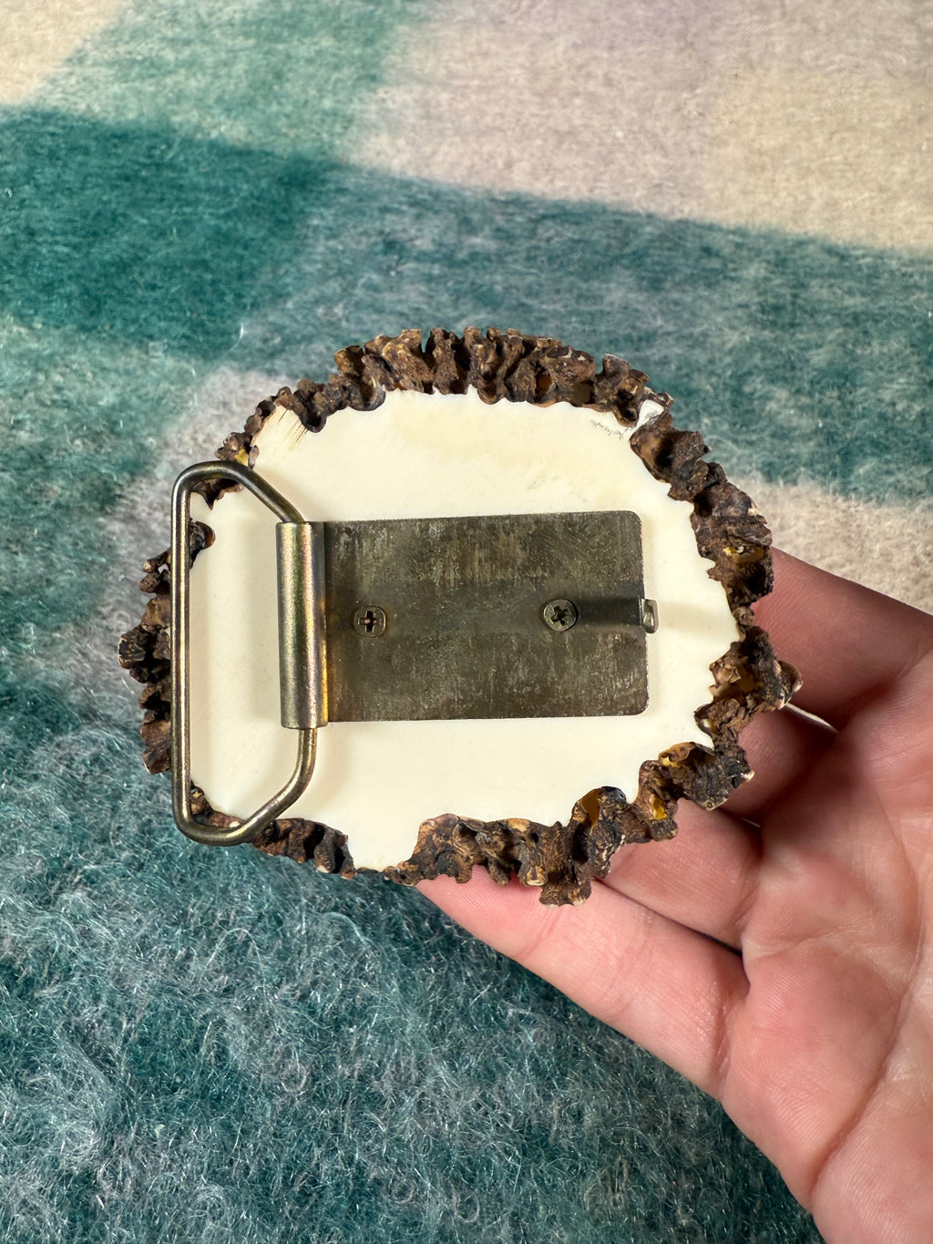 Vintage 3D Horse Head Wooden Belt Buckle