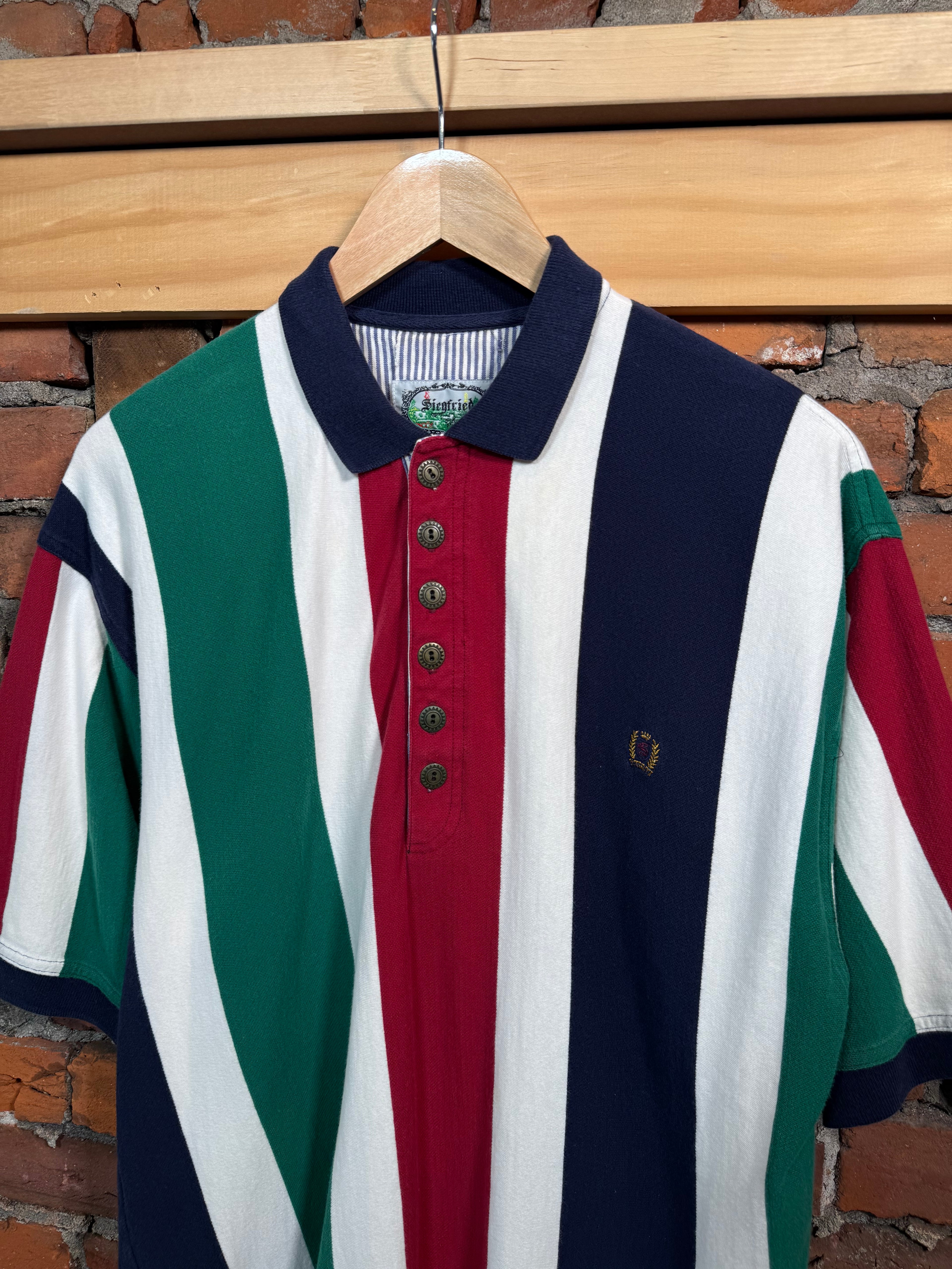 Vintage Sienfried Striped Polo Shirt (L Long)
