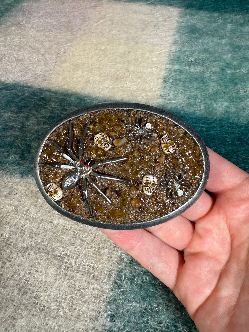 Vintage 3D Spider and Skulls Belt Buckle