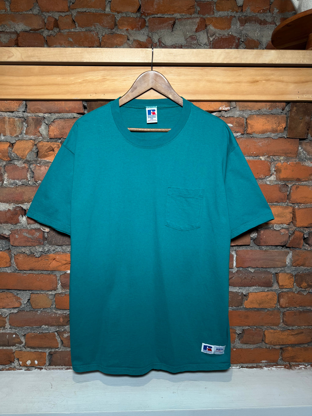 Vintage 90s Russell Athletic Teal Heavyweight Pocket Tee (XXL)