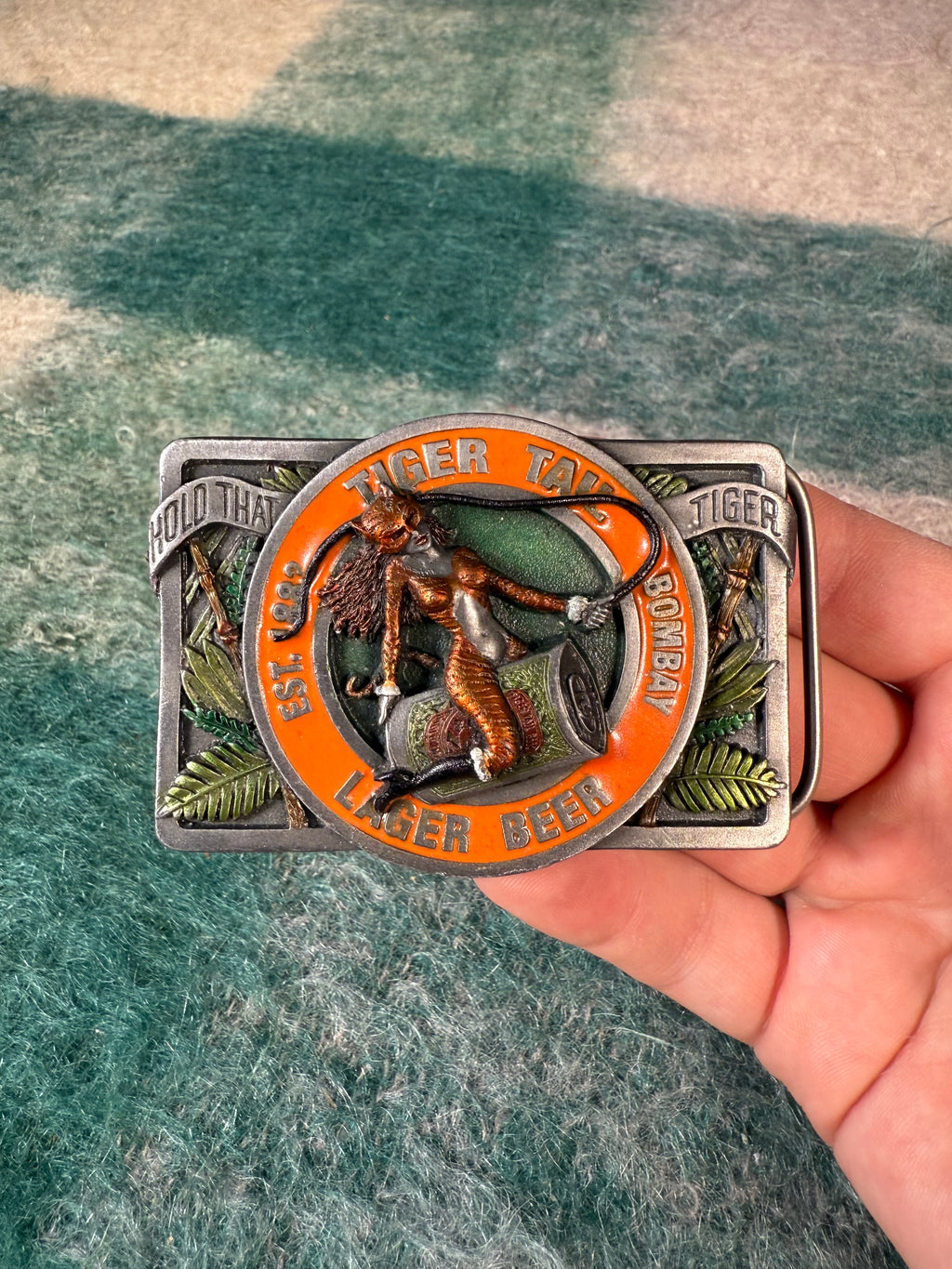 Vintage Tiger Tail Lager Beer Belt Buckle
