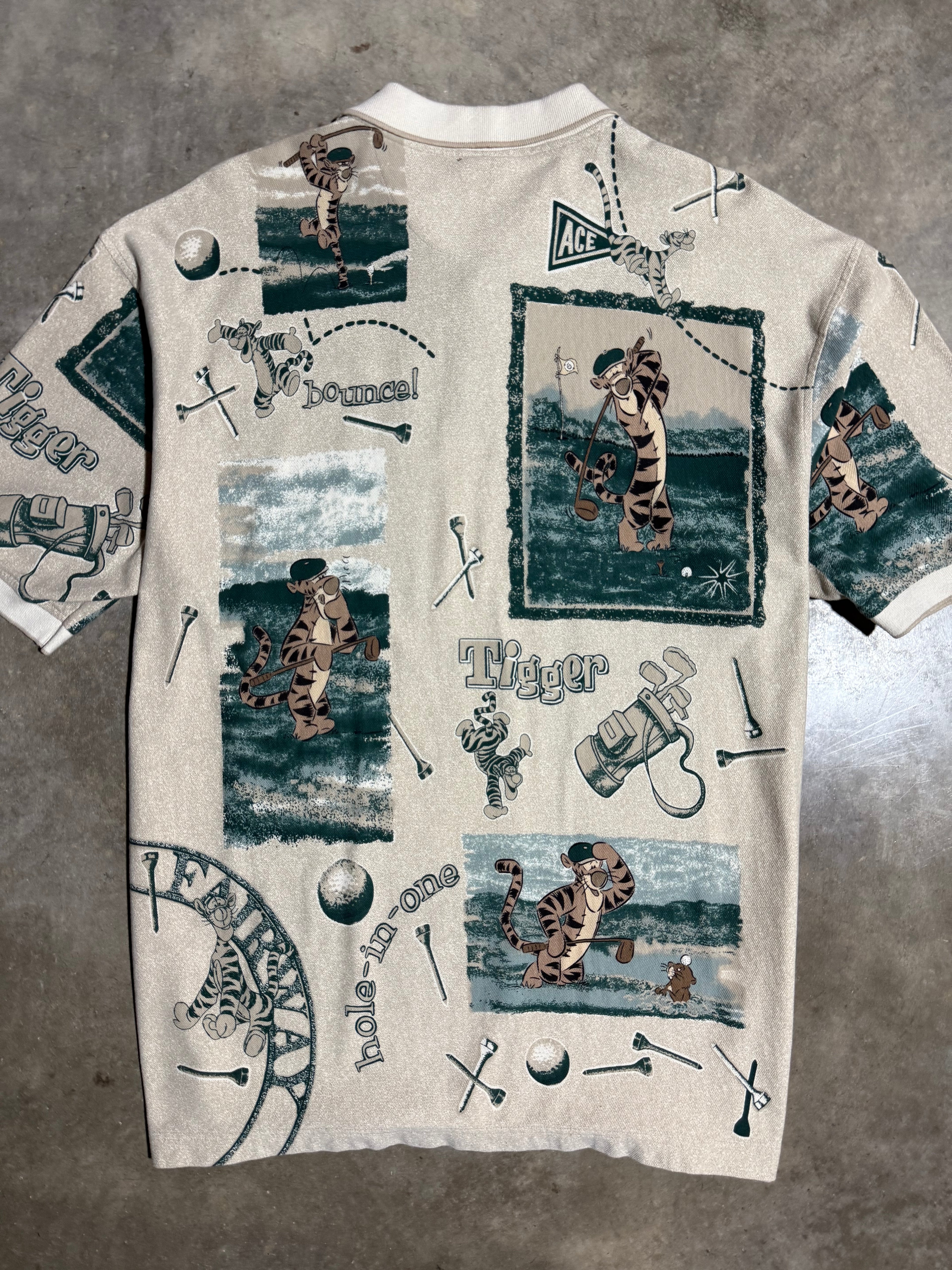 Vintage Tigger Golf All Over Print Polo Shirt (XL)