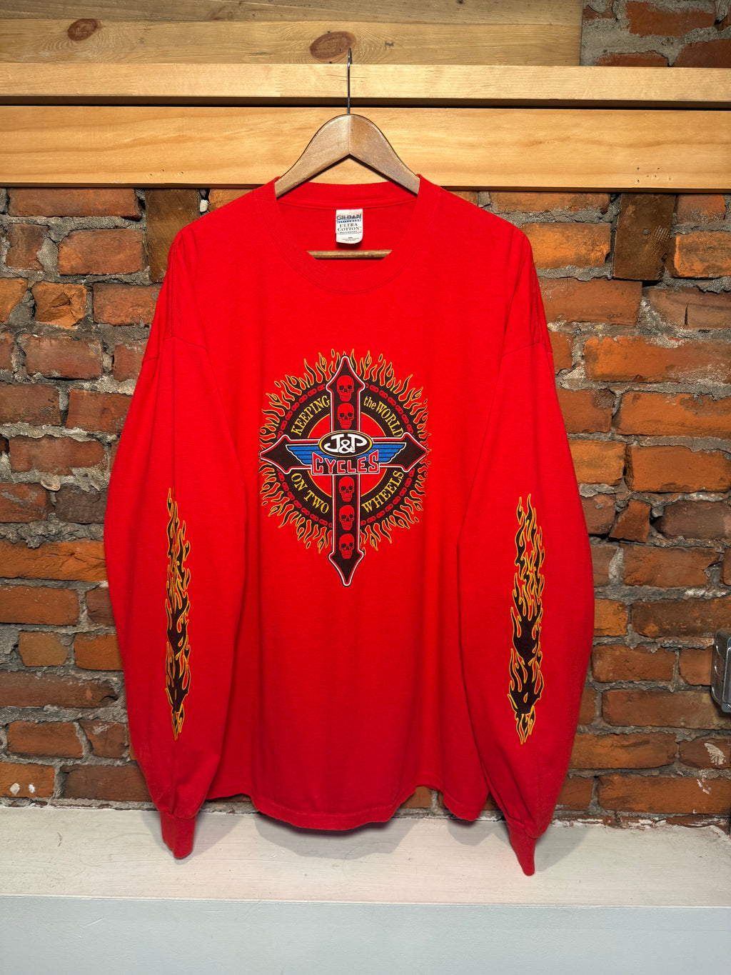 Vintage J&P Cycles Flames Longsleeve Shirt (2XL)