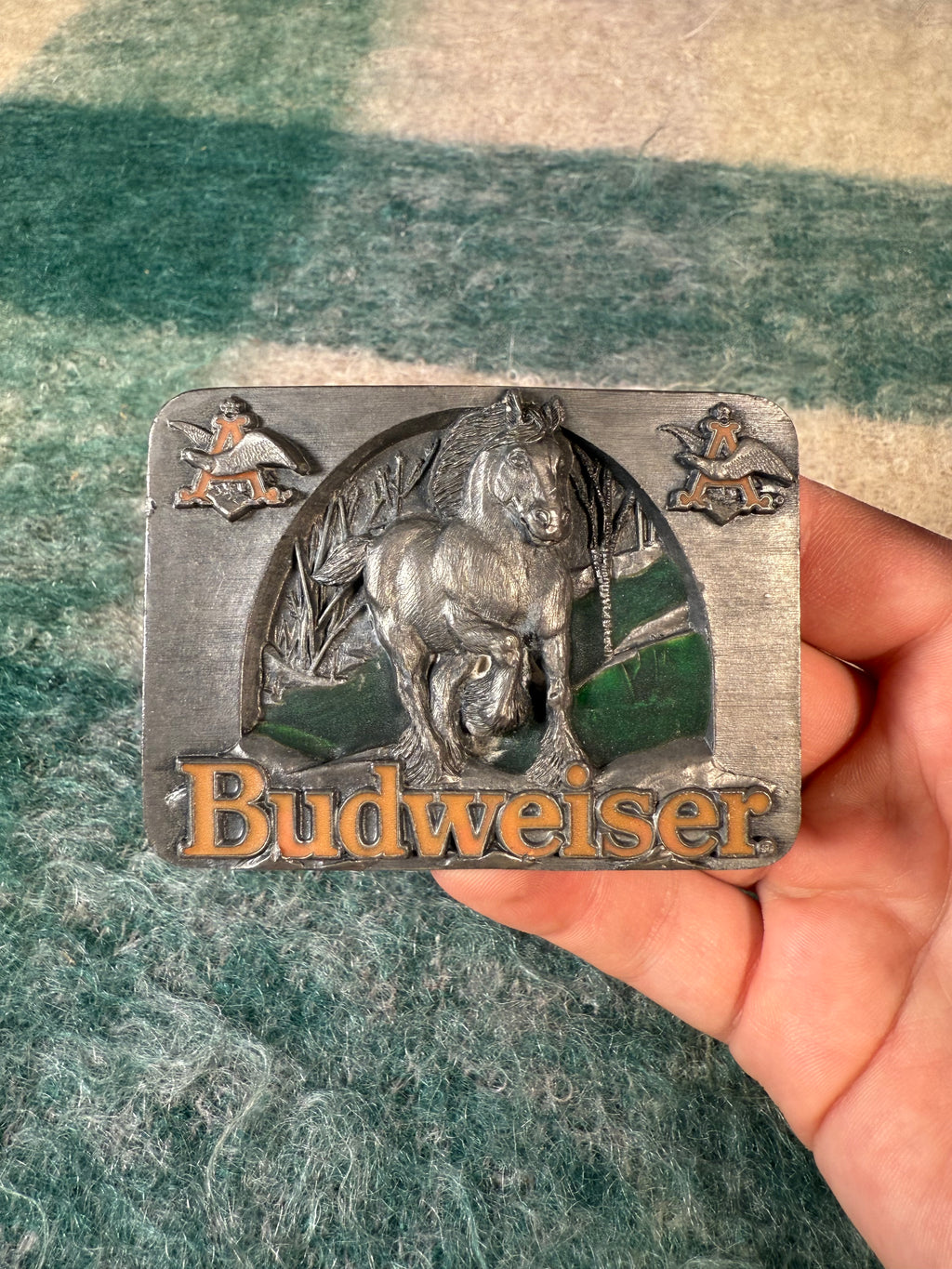 Vintage Budweiser Horse Belt Buckle