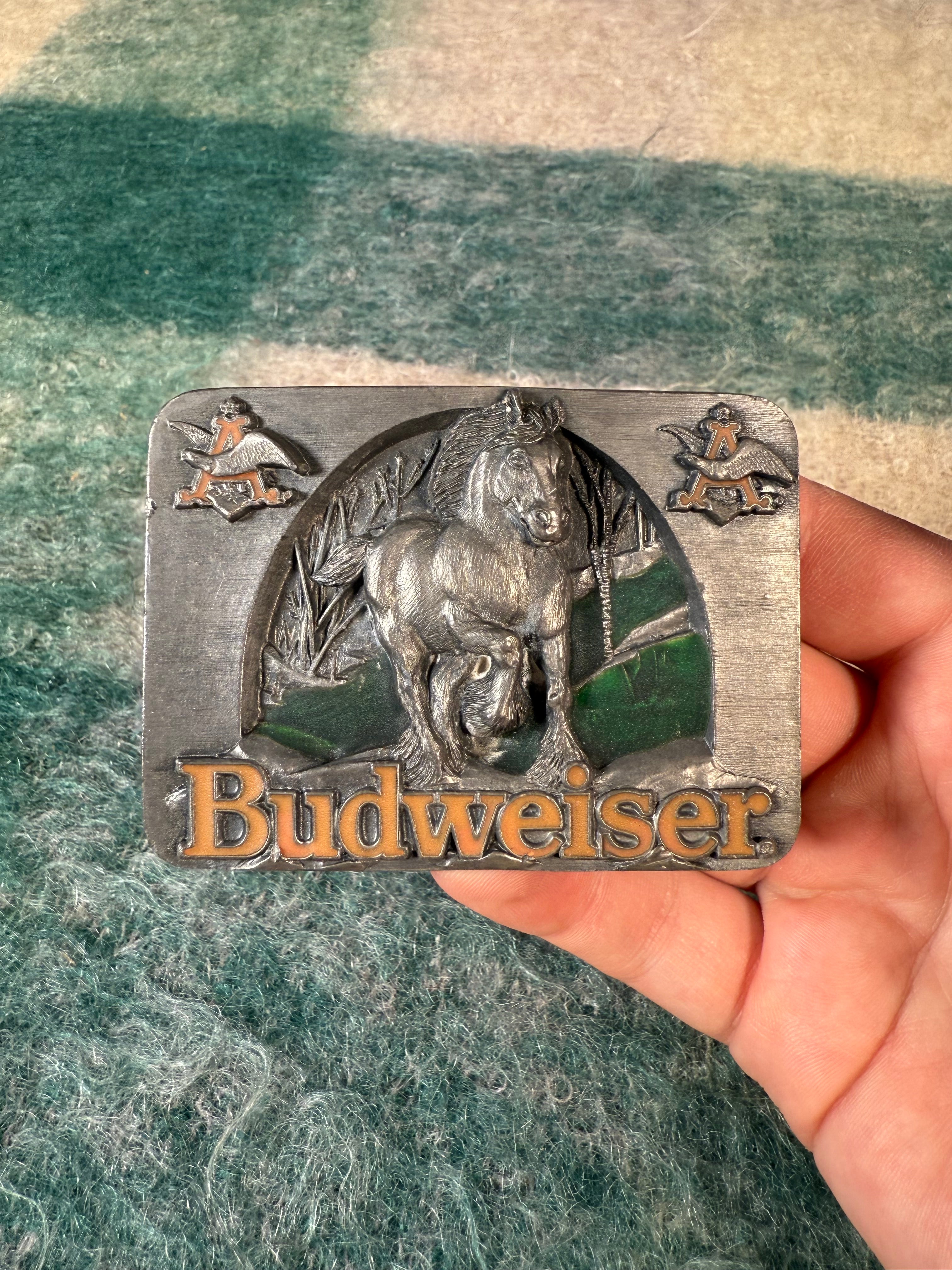 Vintage Budweiser Horse Belt Buckle