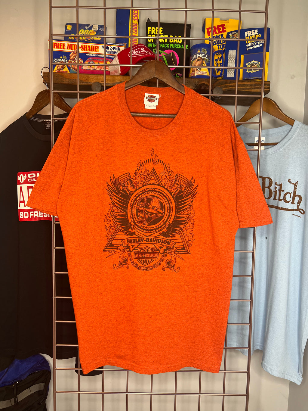 2000s Orange Harley Davidson Double Sided Shirt (XL)
