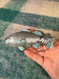Vintage 3D Holding a Fish Belt Buckle