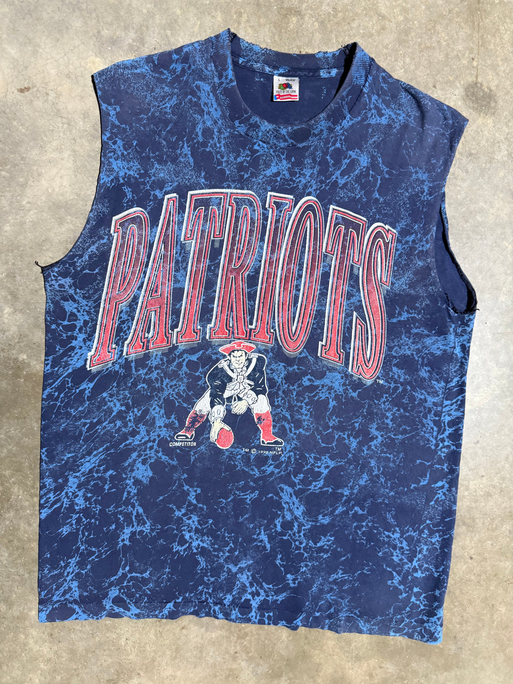 Vintage 1992 Patriots Cutoff Dyed T-Shirt (L)