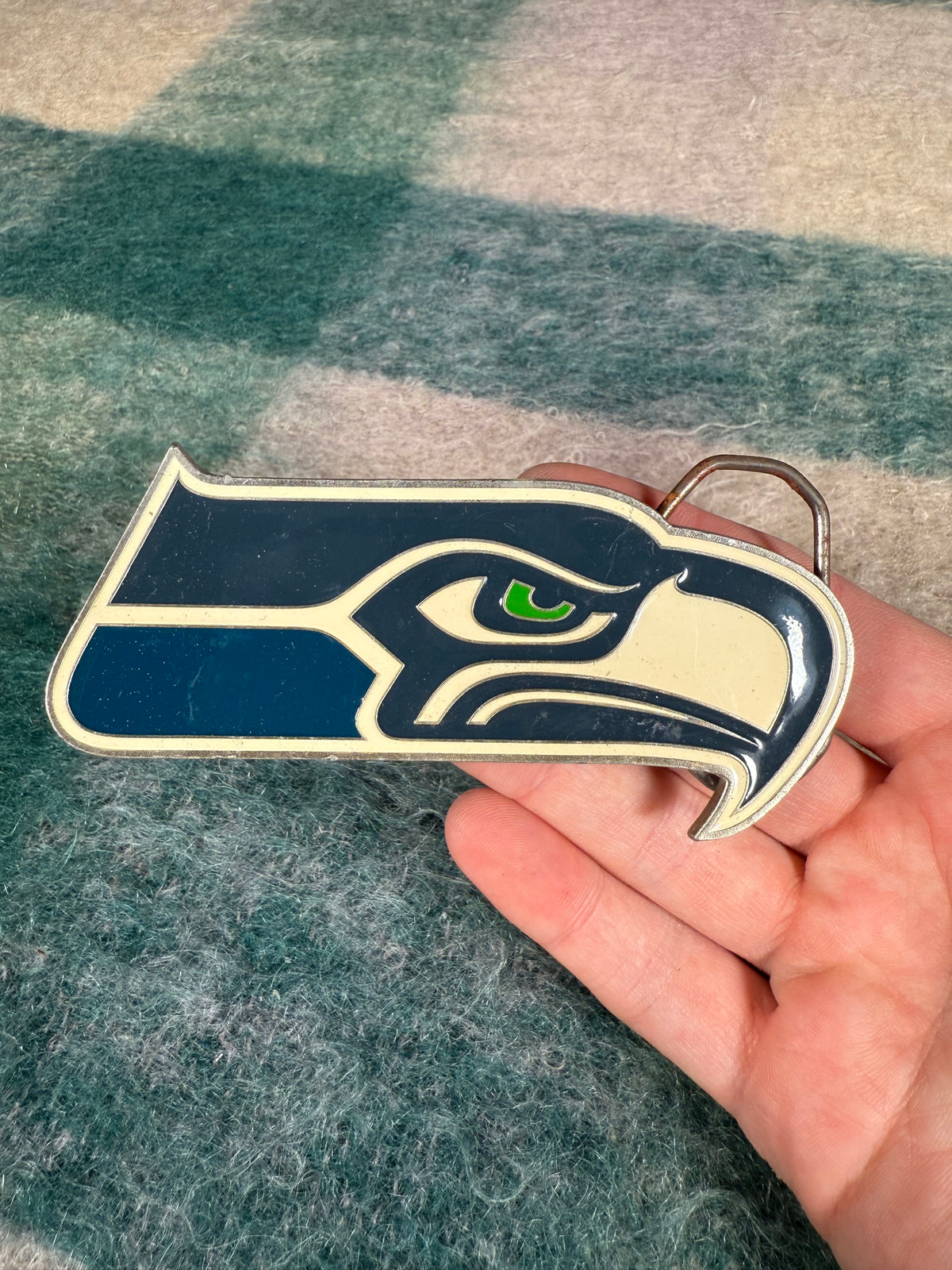 Vintage 2000s Seattle Seahawks Big Logo Belt Buckle